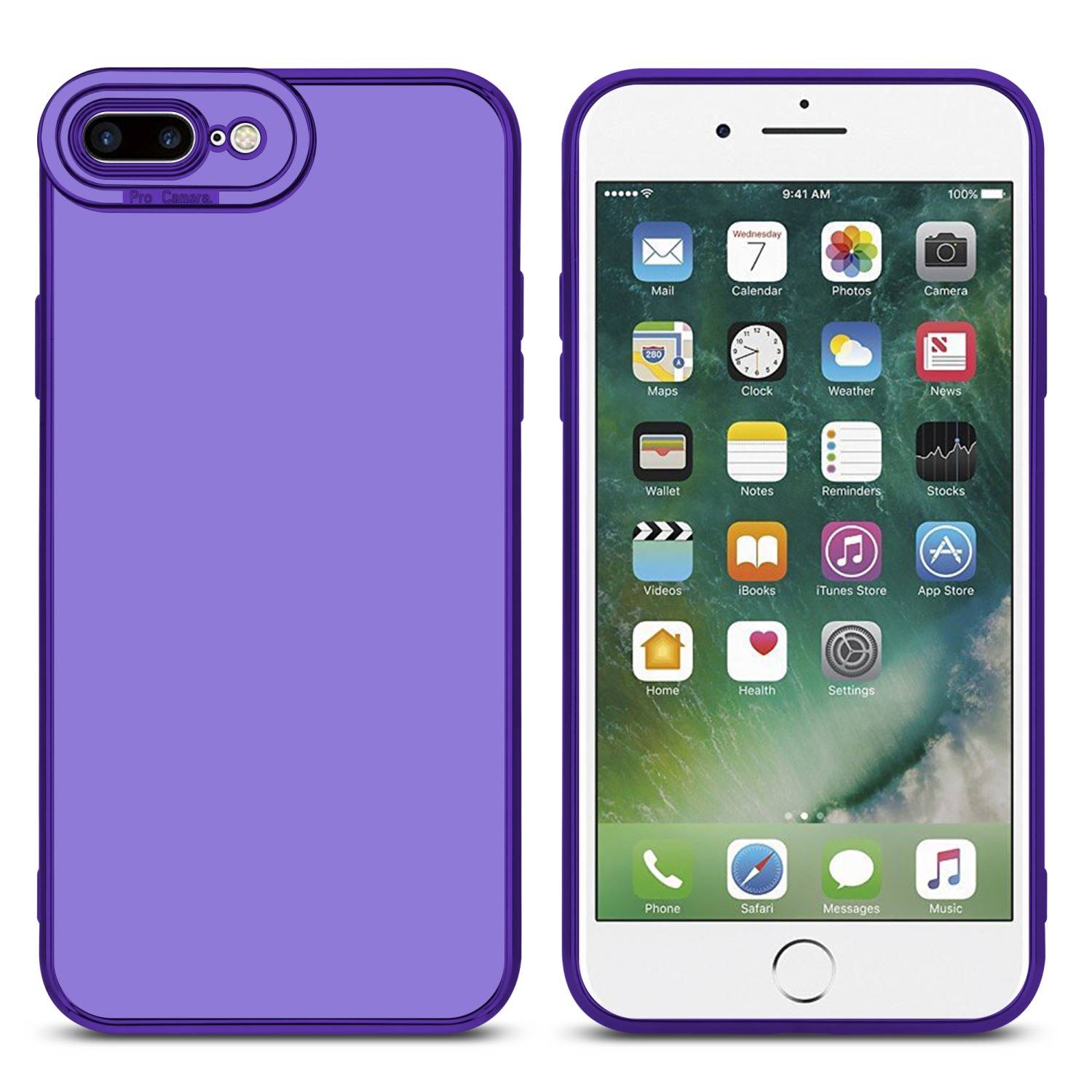Cadorabo Hülle für Apple iPhone 7 PLUS / 7S PLUS / 8 PLUS Schutz Hülle in Lila Etui Handyhülle Cover Case TPU