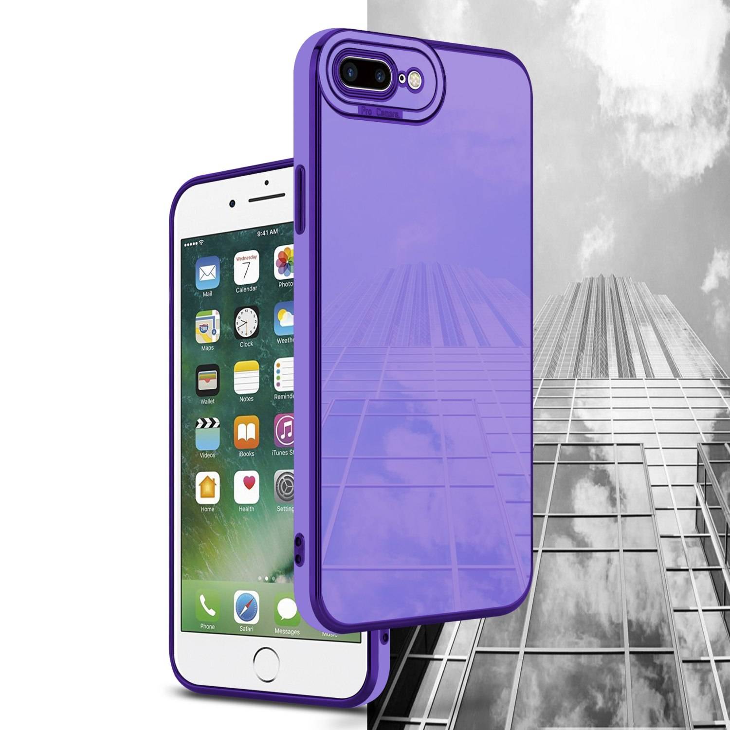 Cadorabo Hülle für Apple iPhone 7 PLUS / 7S PLUS / 8 PLUS Schutz Hülle in Lila Etui Handyhülle Cover Case TPU