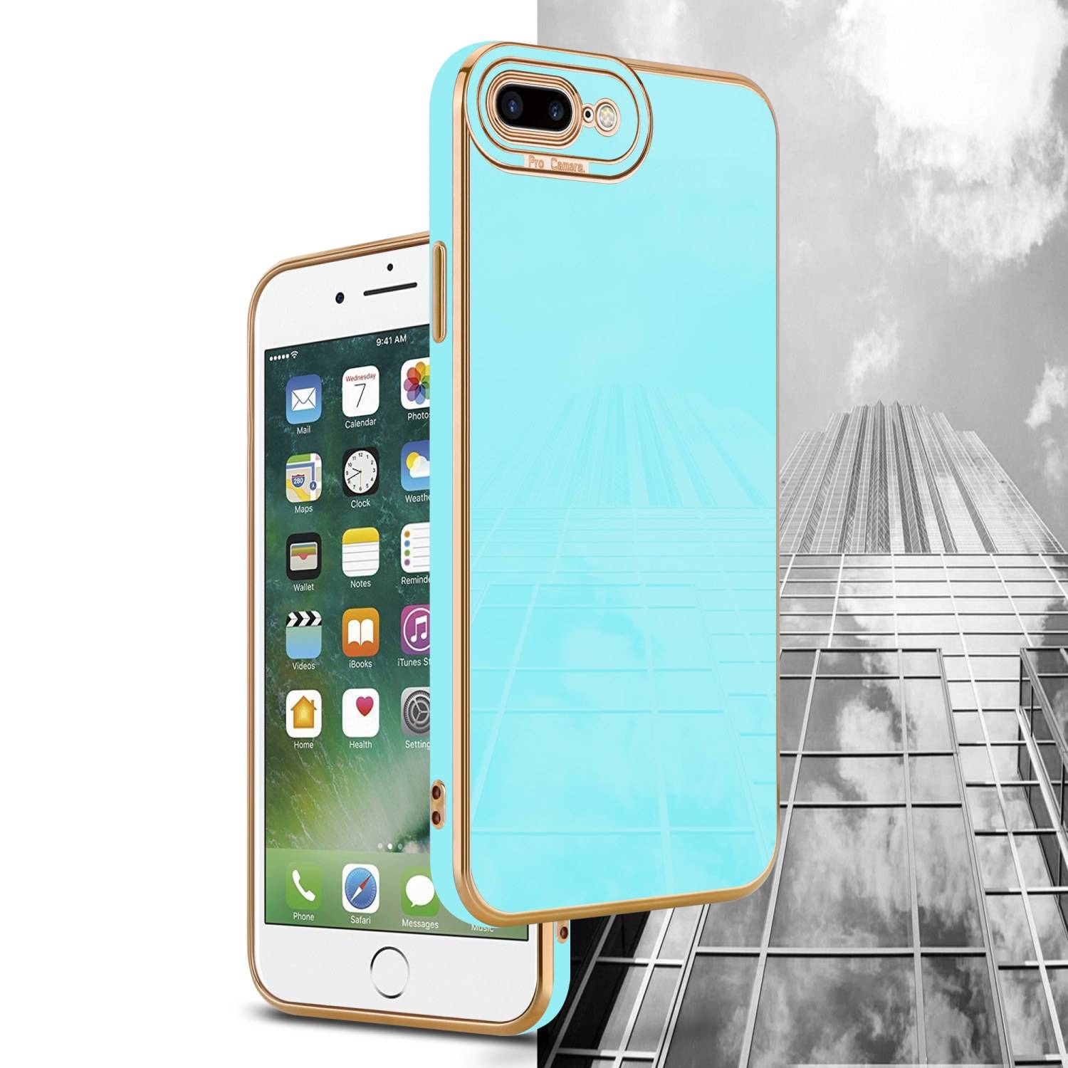 Cadorabo Hülle für Apple iPhone 7 PLUS / 7S PLUS / 8 PLUS Schutz Hülle in Türkis Etui Handyhülle Cover Case TPU