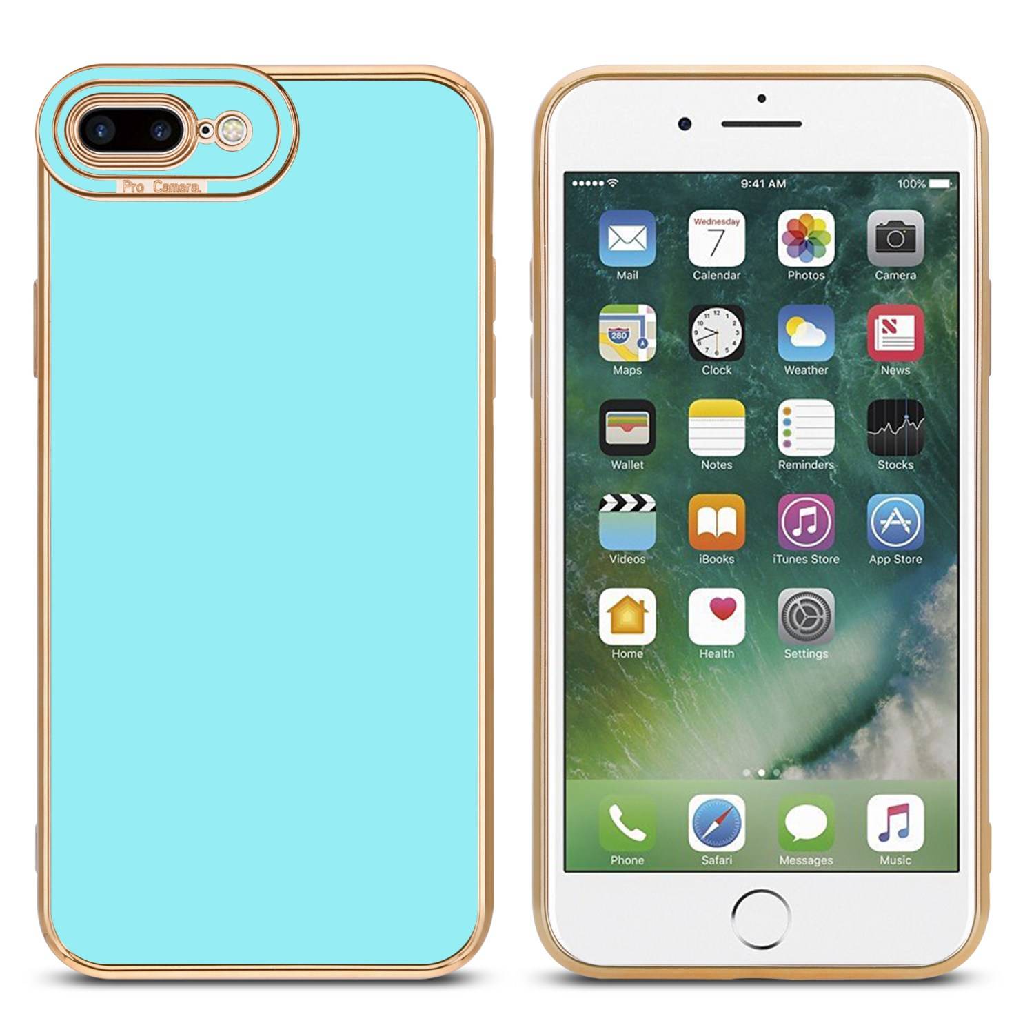 Cadorabo Hülle für Apple iPhone 7 PLUS / 7S PLUS / 8 PLUS Schutz Hülle in Türkis Etui Handyhülle Cover Case TPU