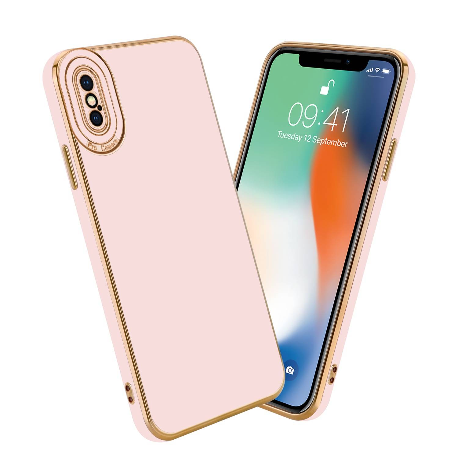 Cadorabo Hülle für Apple iPhone X / XS Schutz Hülle in Rosa Etui Handyhülle Cover Case TPU Kameraschutz