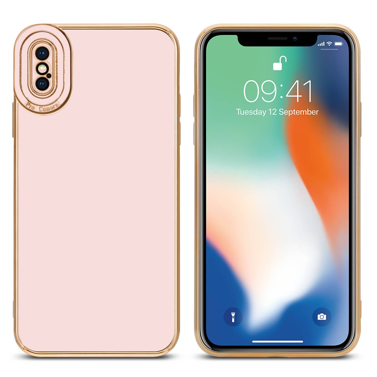 Cadorabo Hülle für Apple iPhone X / XS Schutz Hülle in Rosa Etui Handyhülle Cover Case TPU Kameraschutz