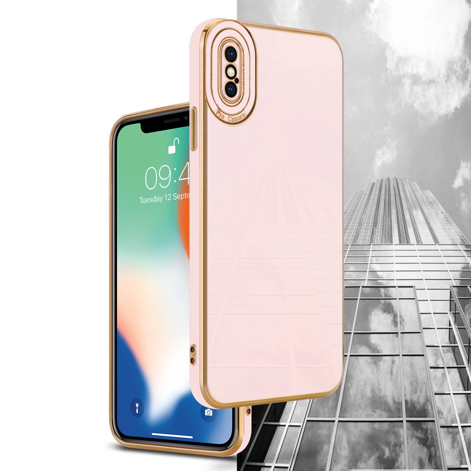 Cadorabo Hülle für Apple iPhone X / XS Schutz Hülle in Rosa Etui Handyhülle Cover Case TPU Kameraschutz