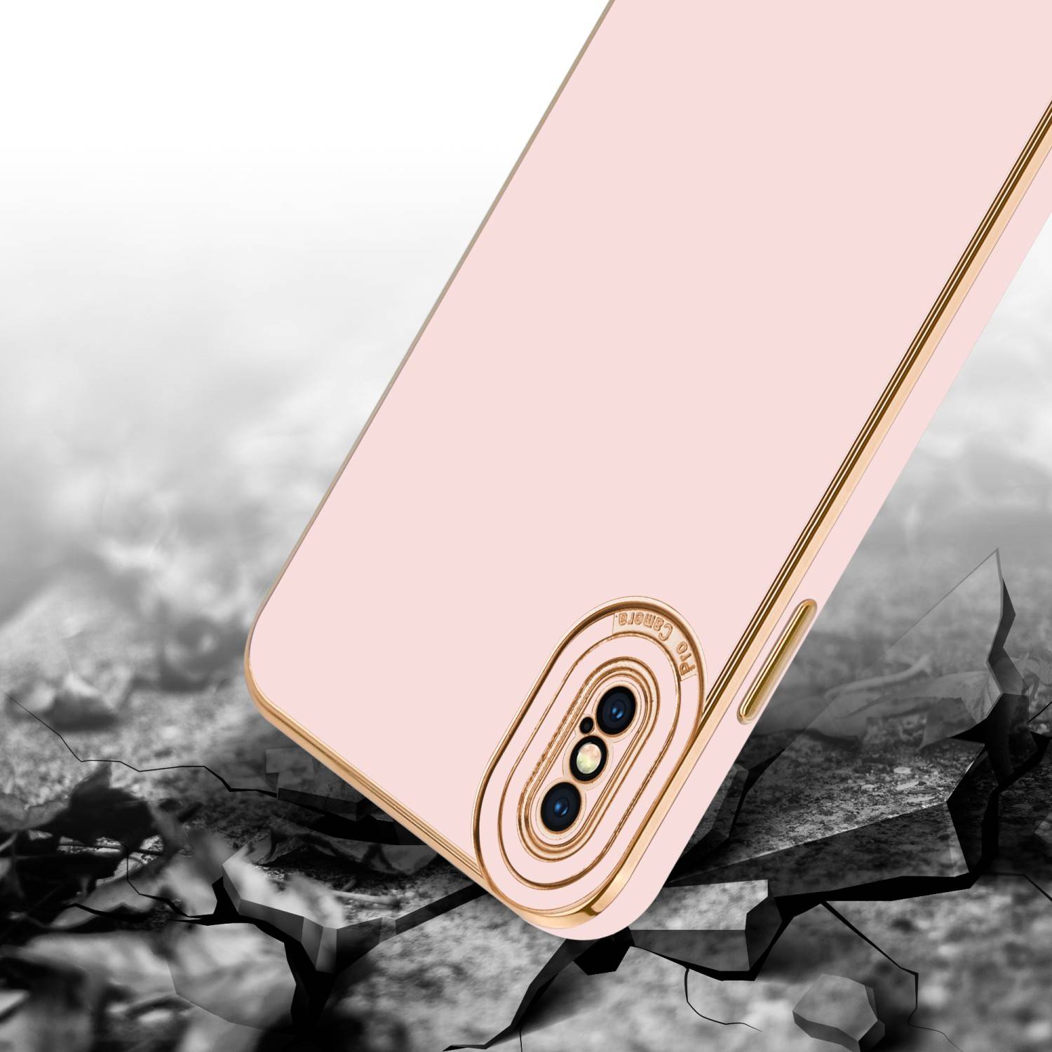 Cadorabo Hülle für Apple iPhone X / XS Schutz Hülle in Rosa Etui Handyhülle Cover Case TPU Kameraschutz