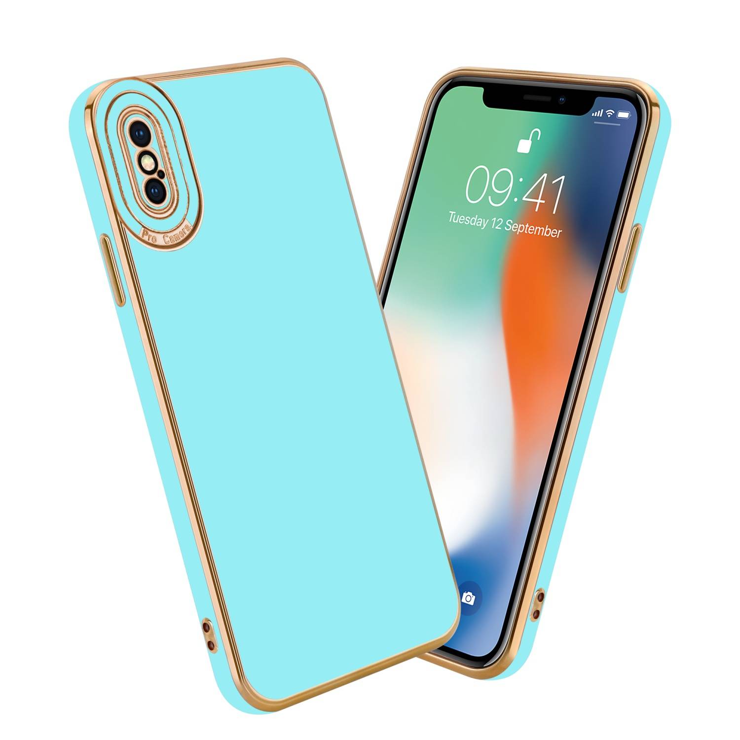 Cadorabo Hülle für Apple iPhone X / XS Schutz Hülle in Türkis Etui Handyhülle Cover Case TPU Kameraschutz