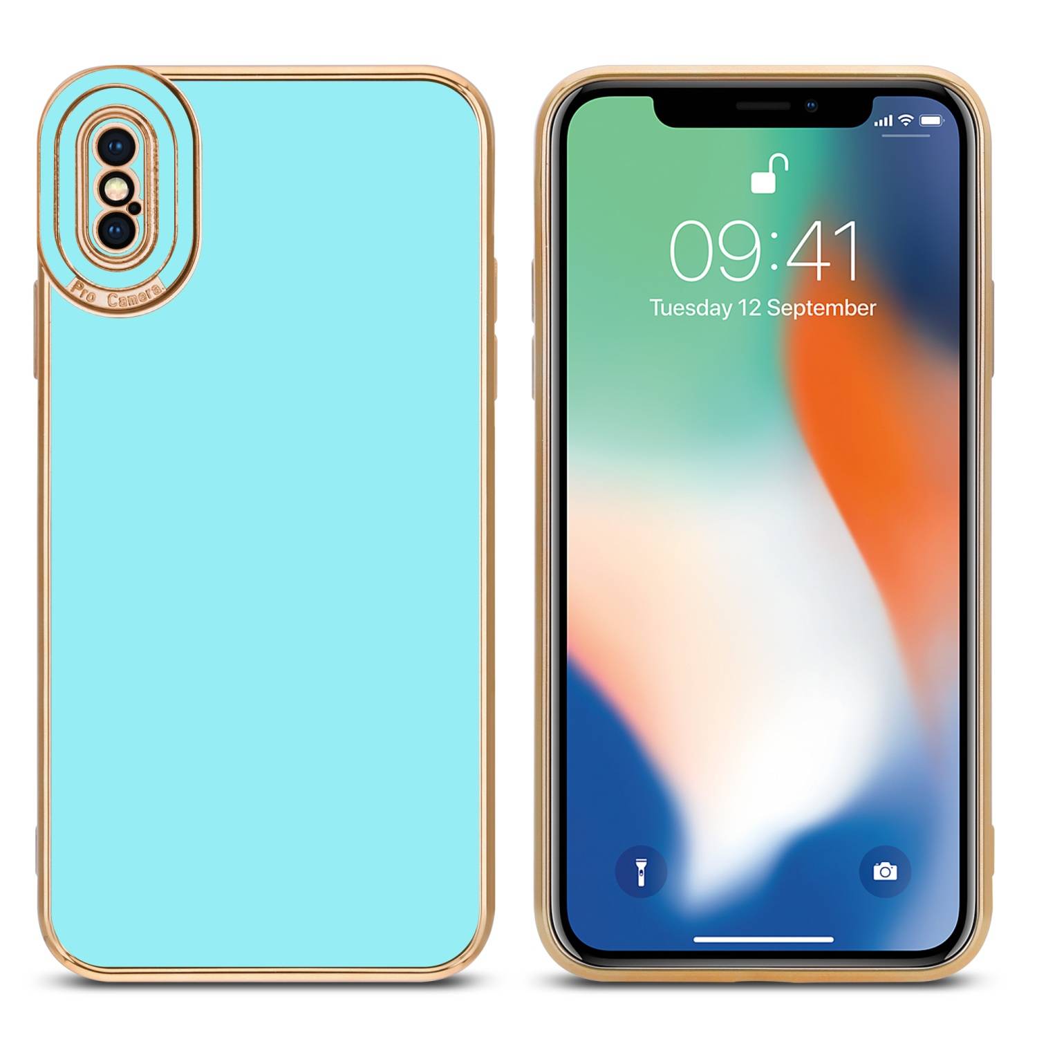 Cadorabo Hülle für Apple iPhone X / XS Schutz Hülle in Türkis Etui Handyhülle Cover Case TPU Kameraschutz