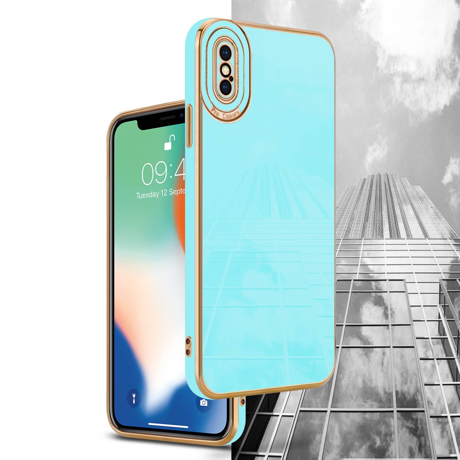 Cadorabo Hülle für Apple iPhone X / XS Schutz Hülle in Türkis Etui Handyhülle Cover Case TPU Kameraschutz