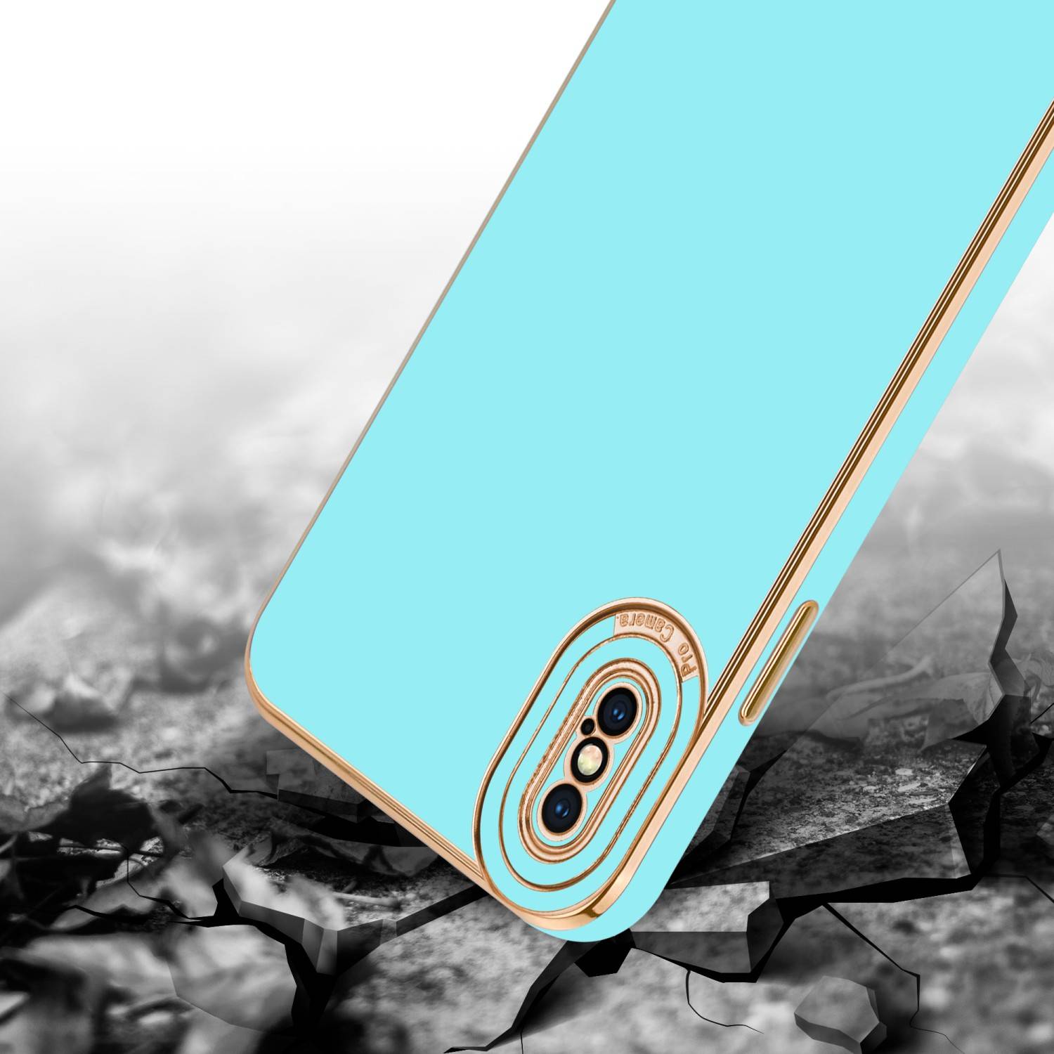 Cadorabo Hülle für Apple iPhone X / XS Schutz Hülle in Türkis Etui Handyhülle Cover Case TPU Kameraschutz
