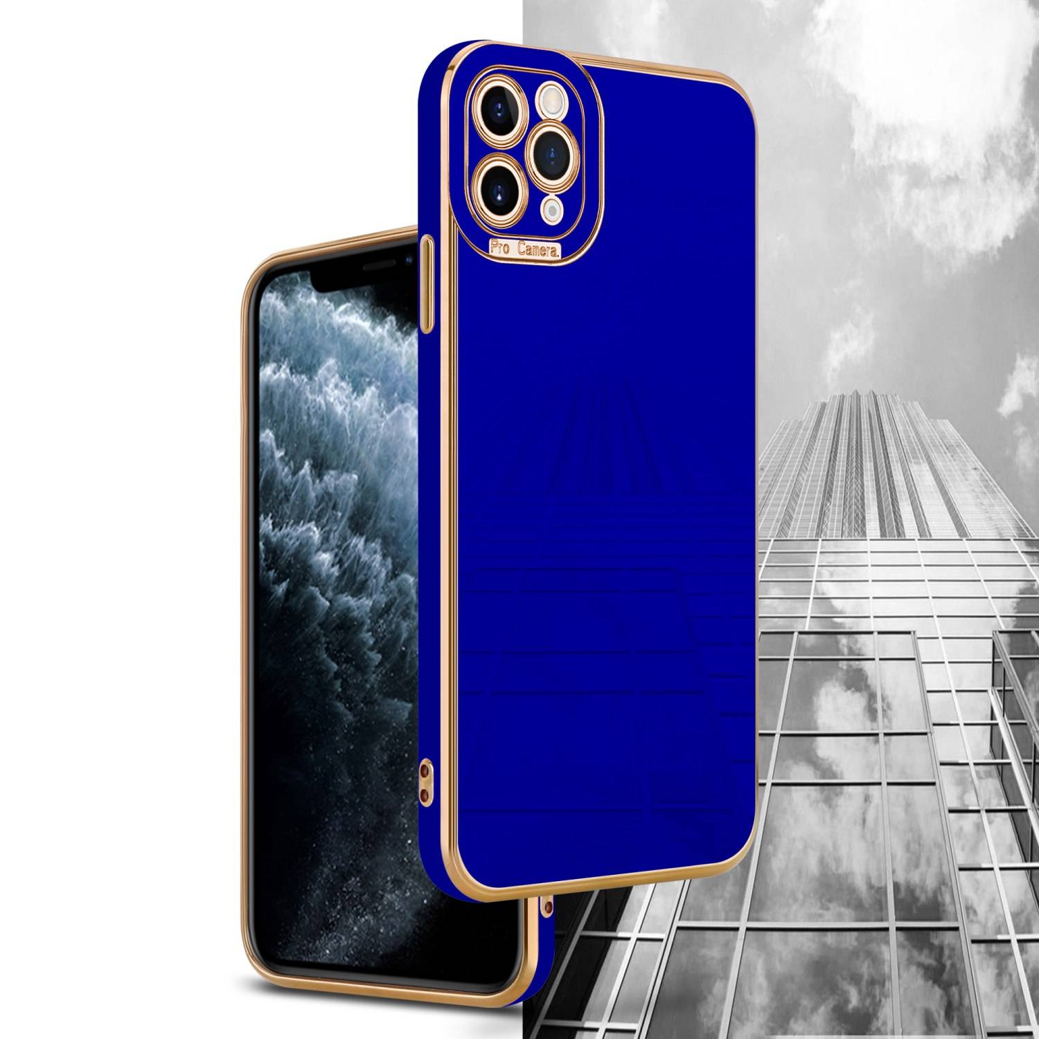 Cadorabo Hülle für Apple iPhone 11 PRO MAX Schutz Hülle in Blau Etui Handyhülle Cover Case TPU Kameraschutz