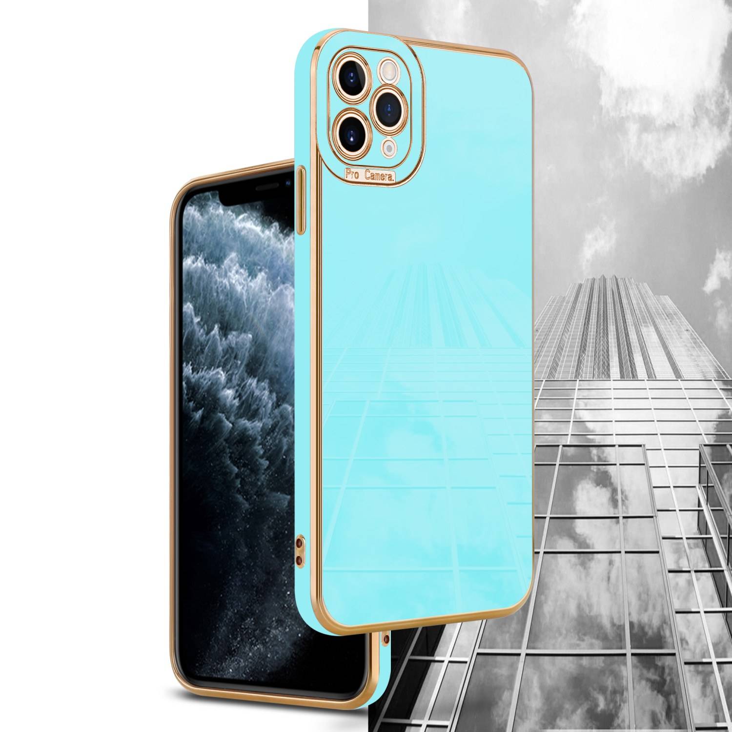 Cadorabo Hülle für Apple iPhone 11 PRO MAX Schutz Hülle in Türkis Etui Handyhülle Cover Case TPU Kameraschutz