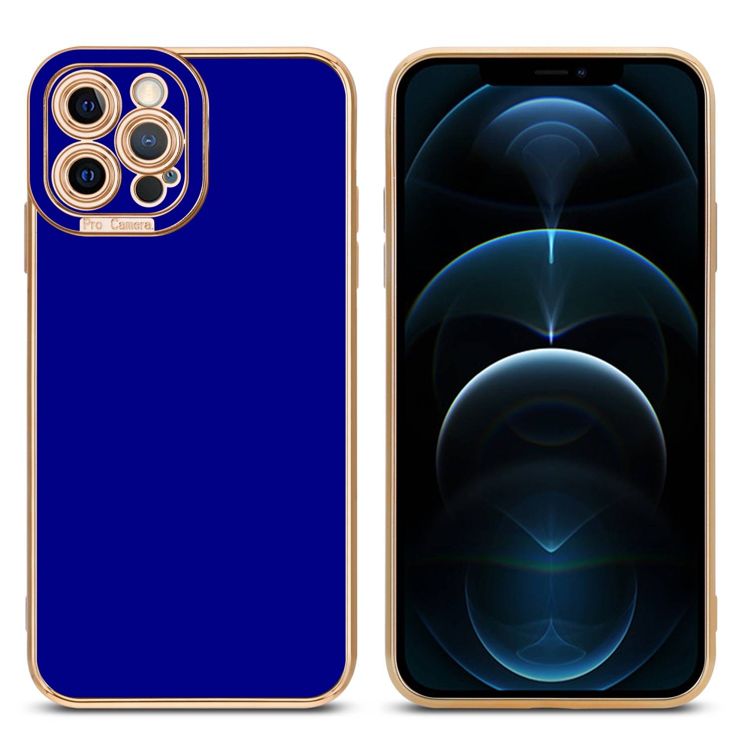Cadorabo Hülle für Apple iPhone 12 PRO Schutz Hülle in Blau Etui Handyhülle Cover Case TPU Kameraschutz