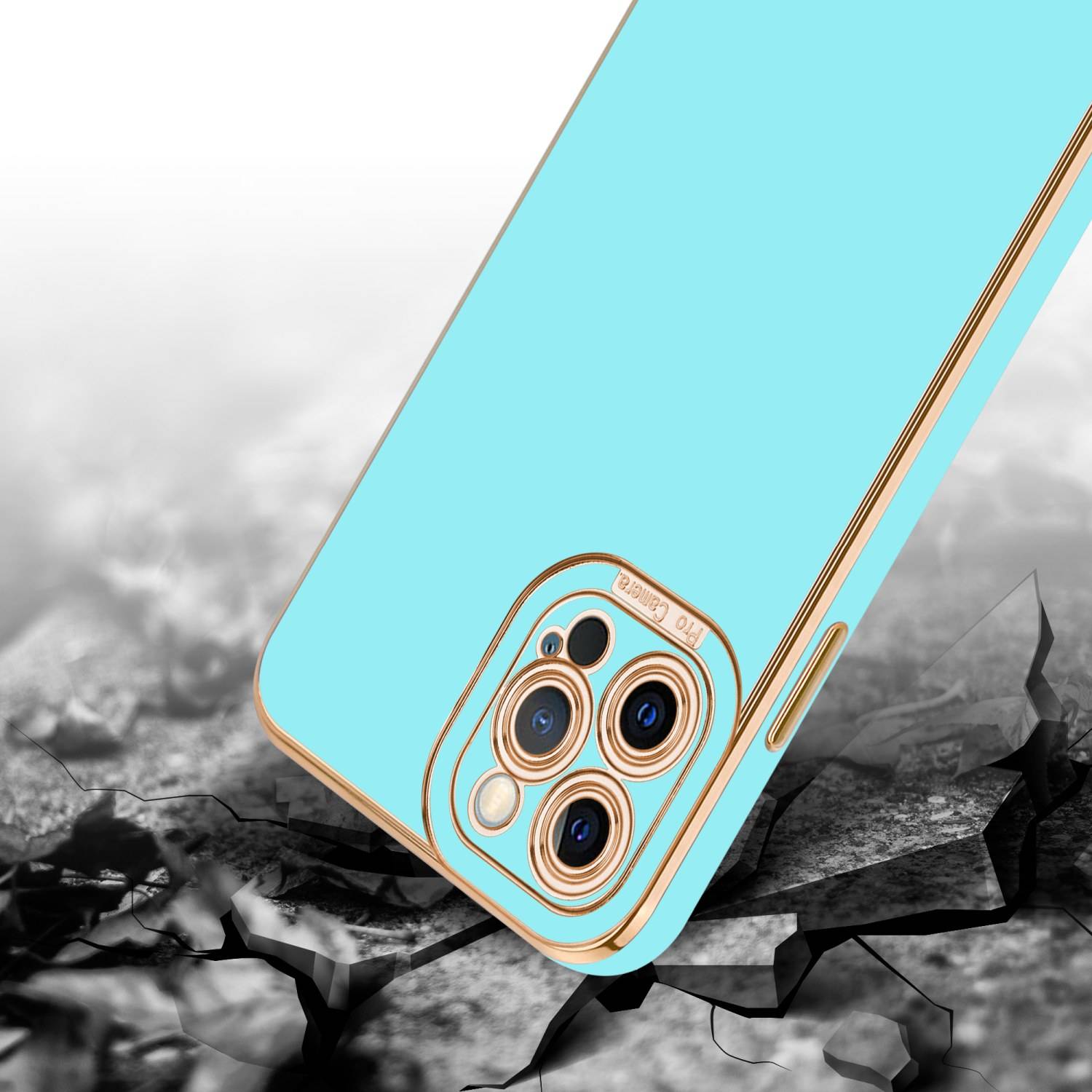 Cadorabo Hülle für Apple iPhone 12 PRO Schutz Hülle in Türkis Etui Handyhülle Cover Case TPU Kameraschutz