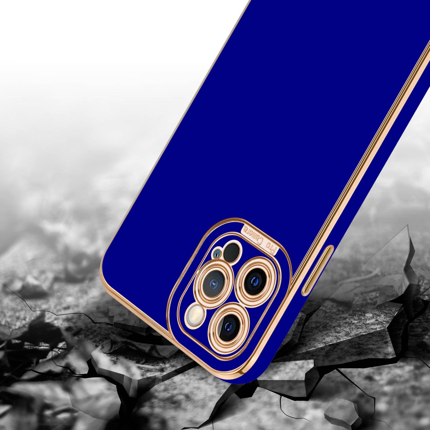 Cadorabo Hülle für Apple iPhone 12 PRO MAX Schutz Hülle in Blau Etui Handyhülle Cover Case TPU Kameraschutz
