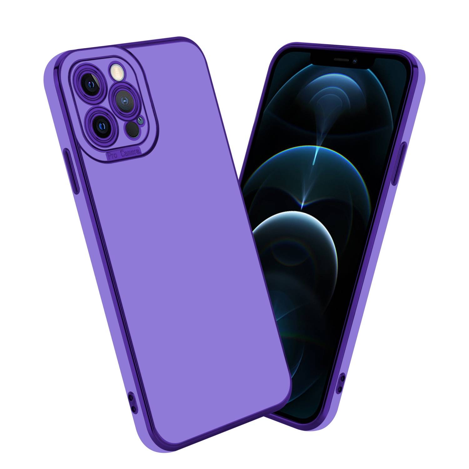 Cadorabo Hülle für Apple iPhone 12 PRO MAX Schutz Hülle in Lila Etui Handyhülle Cover Case TPU Kameraschutz