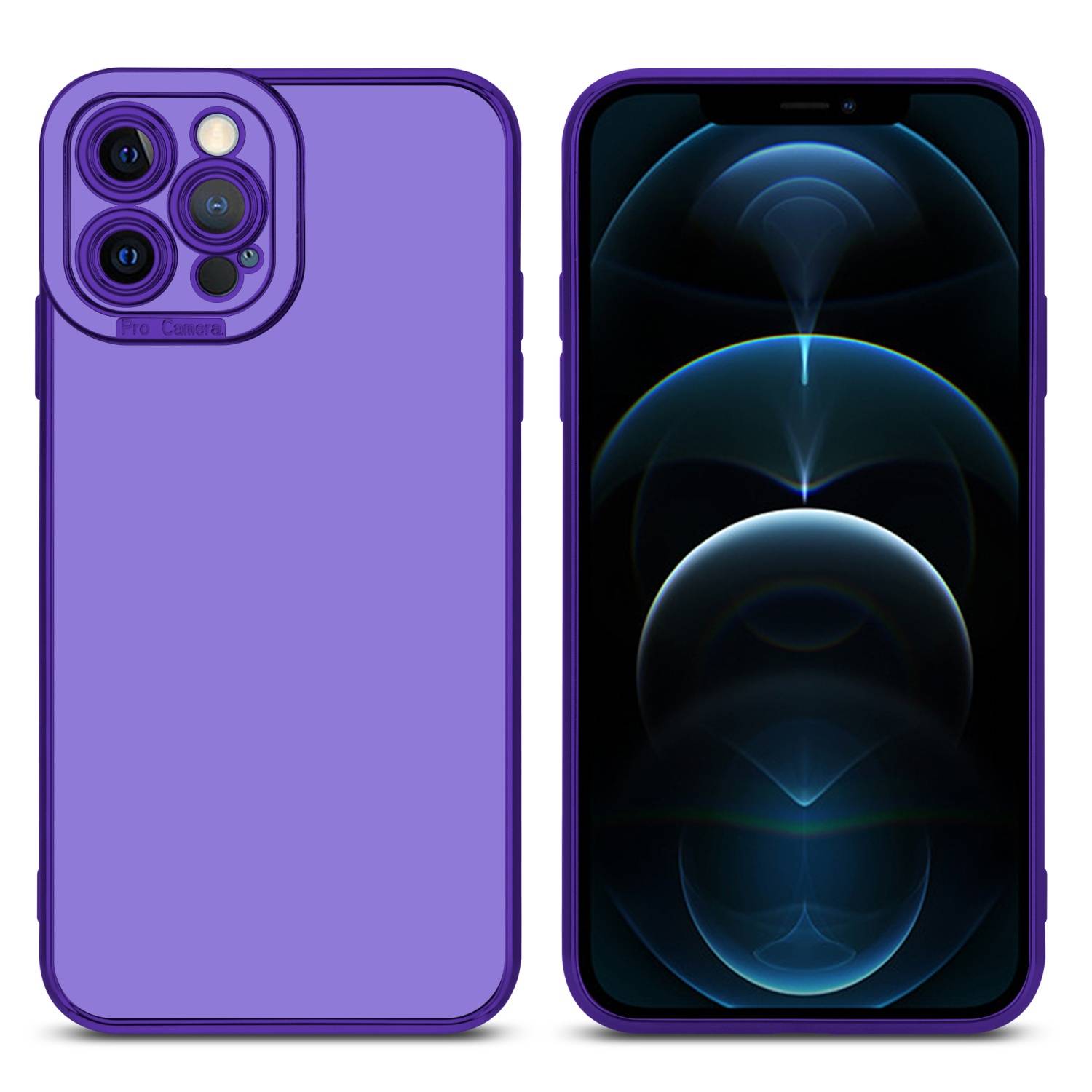 Cadorabo Hülle für Apple iPhone 12 PRO MAX Schutz Hülle in Lila Etui Handyhülle Cover Case TPU Kameraschutz