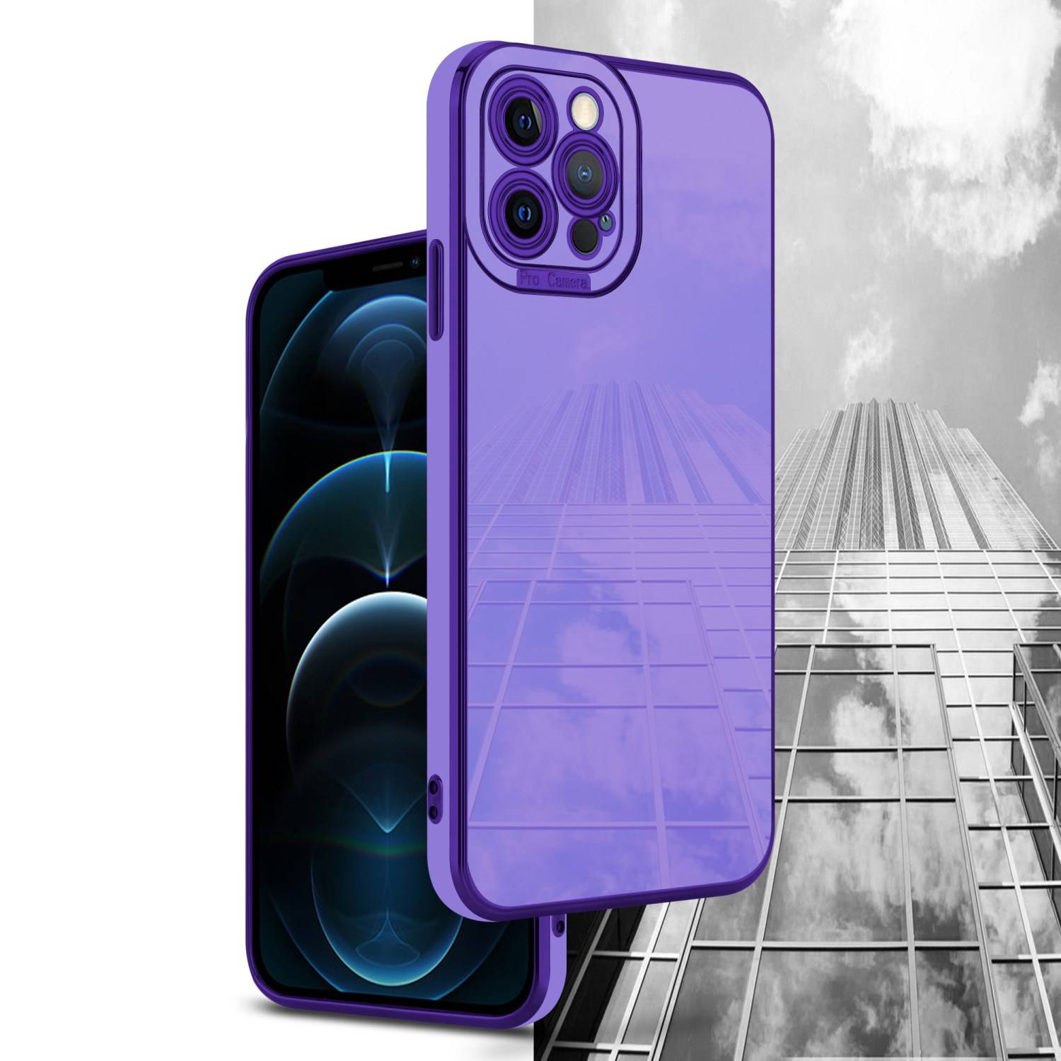 Cadorabo Hülle für Apple iPhone 12 PRO MAX Schutz Hülle in Lila Etui Handyhülle Cover Case TPU Kameraschutz
