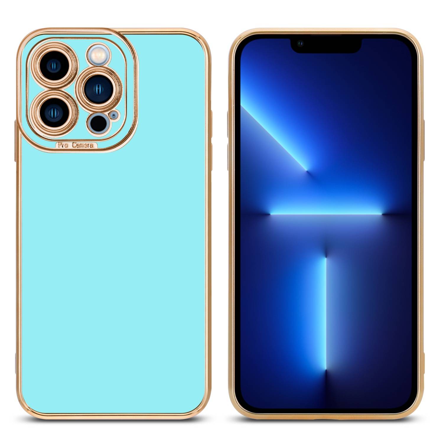 Cadorabo Hülle für Apple iPhone 13 PRO Schutz Hülle in Türkis Etui Handyhülle Cover Case TPU Kameraschutz