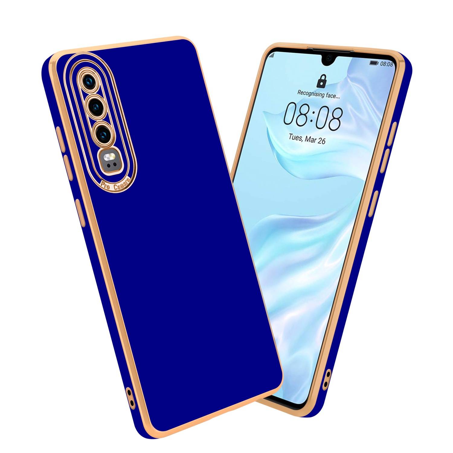 Cadorabo Hülle für Huawei P30 Schutz Hülle in Blau Etui Handyhülle Cover Case TPU Kameraschutz