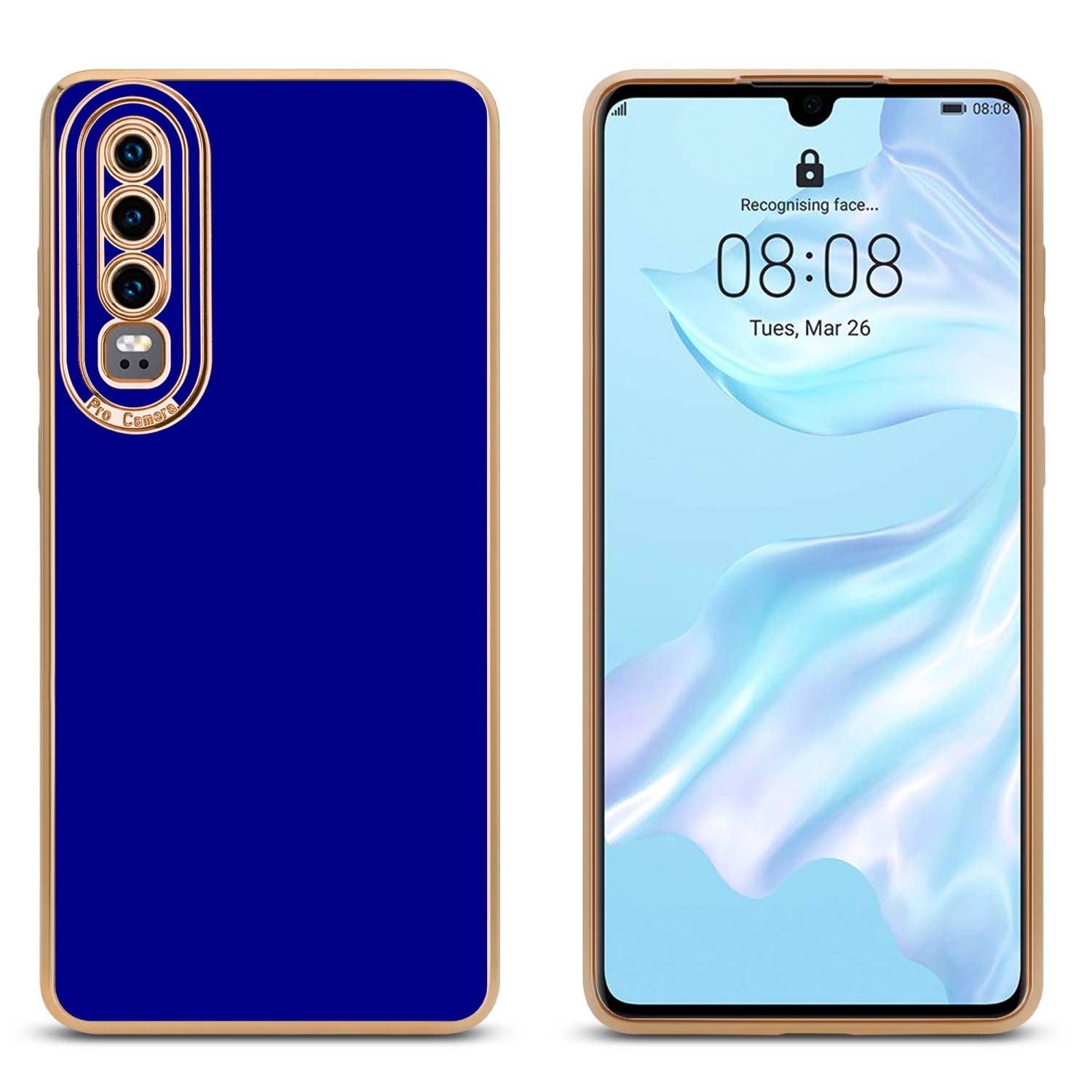 Cadorabo Hülle für Huawei P30 Schutz Hülle in Blau Etui Handyhülle Cover Case TPU Kameraschutz
