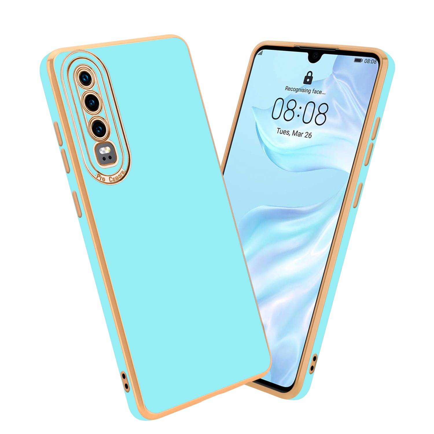 Cadorabo Hülle für Huawei P30 Schutz Hülle in Türkis Etui Handyhülle Cover Case TPU Kameraschutz