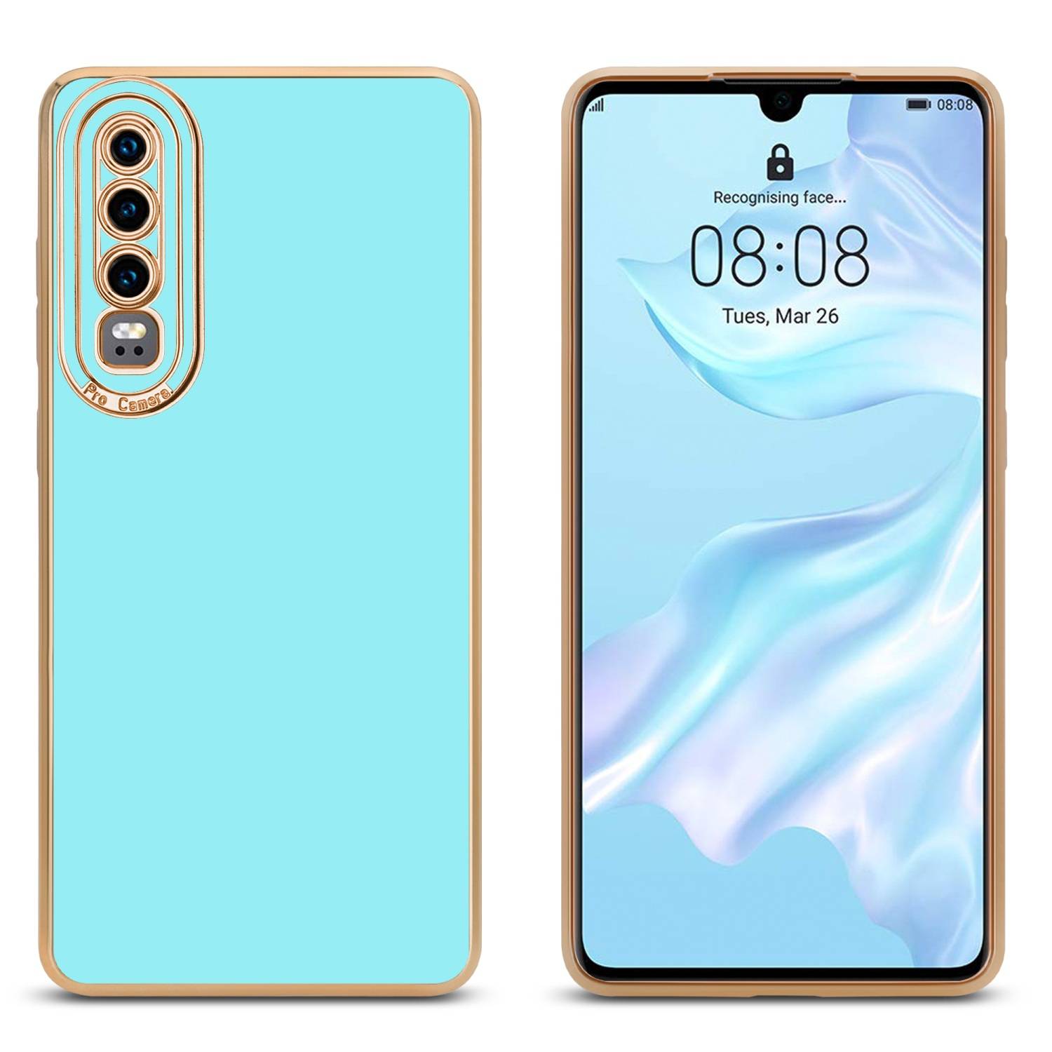 Cadorabo Hülle für Huawei P30 Schutz Hülle in Türkis Etui Handyhülle Cover Case TPU Kameraschutz