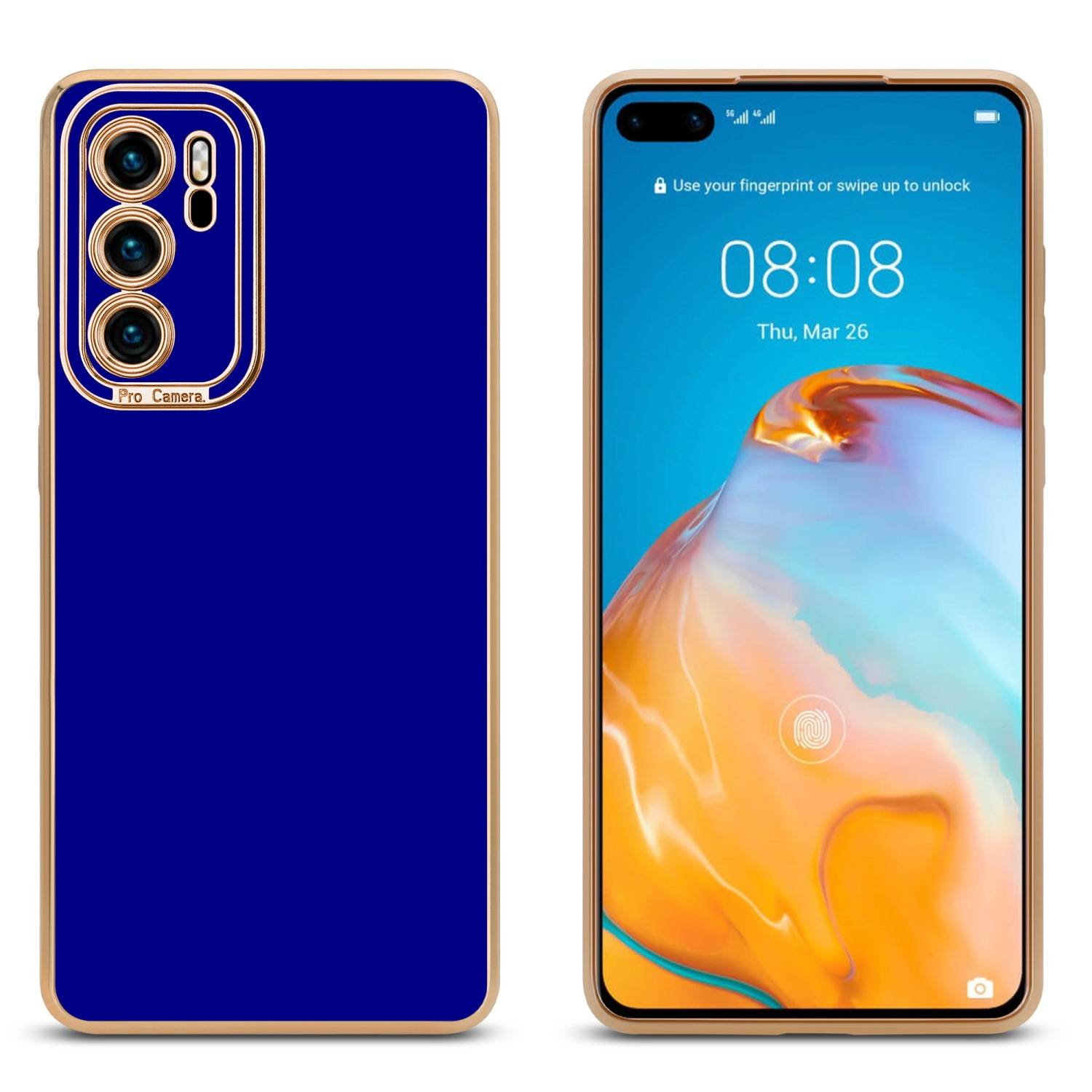 Cadorabo Hülle für Huawei P40 Schutz Hülle in Blau Etui Handyhülle Cover Case TPU Kameraschutz
