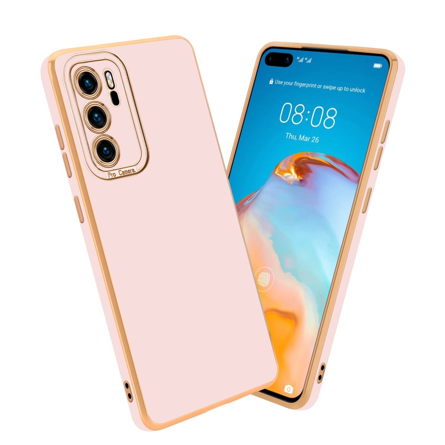 Cadorabo Hülle für Huawei P40 Schutz Hülle in Rosa Etui Handyhülle Cover Case TPU Kameraschutz