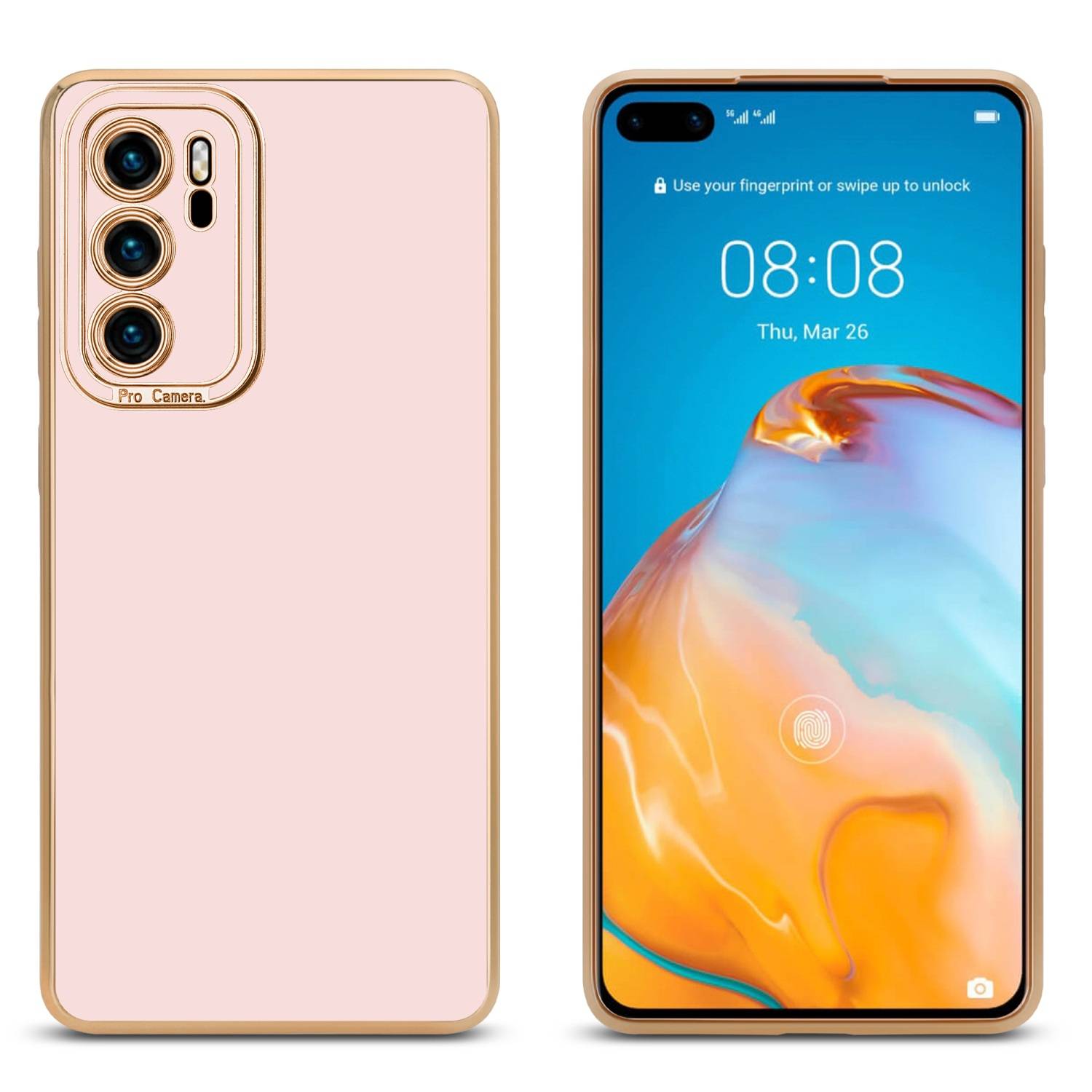 Cadorabo Hülle für Huawei P40 Schutz Hülle in Rosa Etui Handyhülle Cover Case TPU Kameraschutz