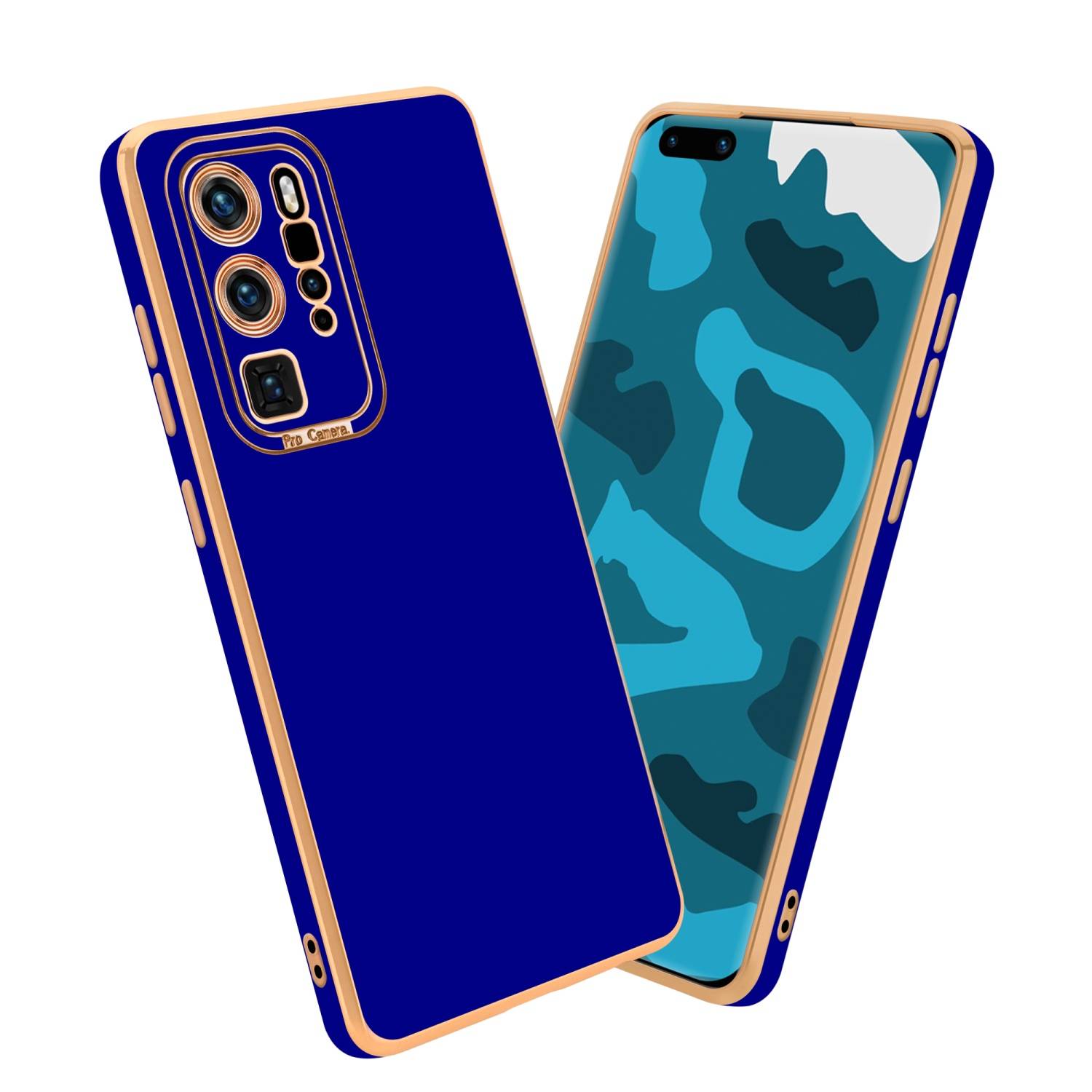 Cadorabo Hülle für Huawei P40 PRO / P40 PRO+ Schutz Hülle in Blau Etui Handyhülle Cover Case TPU Kameraschutz