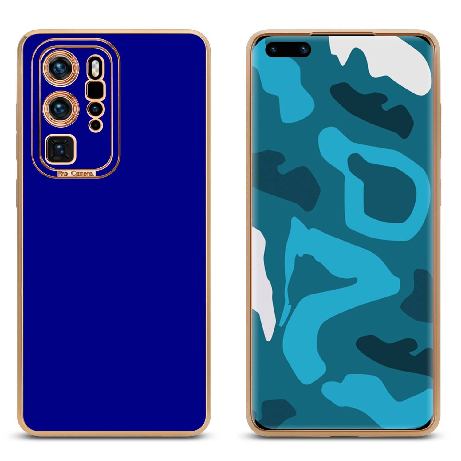 Cadorabo Hülle für Huawei P40 PRO / P40 PRO+ Schutz Hülle in Blau Etui Handyhülle Cover Case TPU Kameraschutz