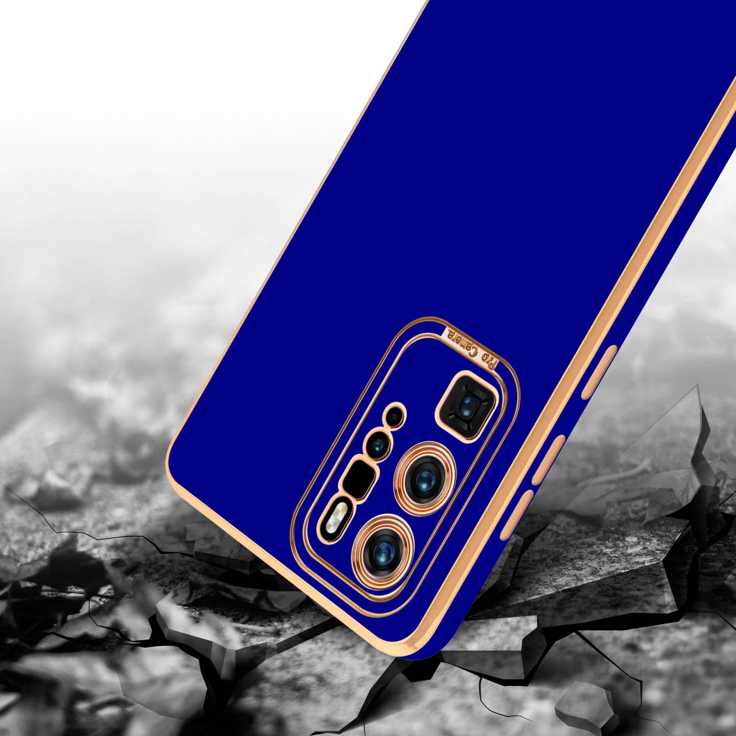 Cadorabo Hülle für Huawei P40 PRO / P40 PRO+ Schutz Hülle in Blau Etui Handyhülle Cover Case TPU Kameraschutz