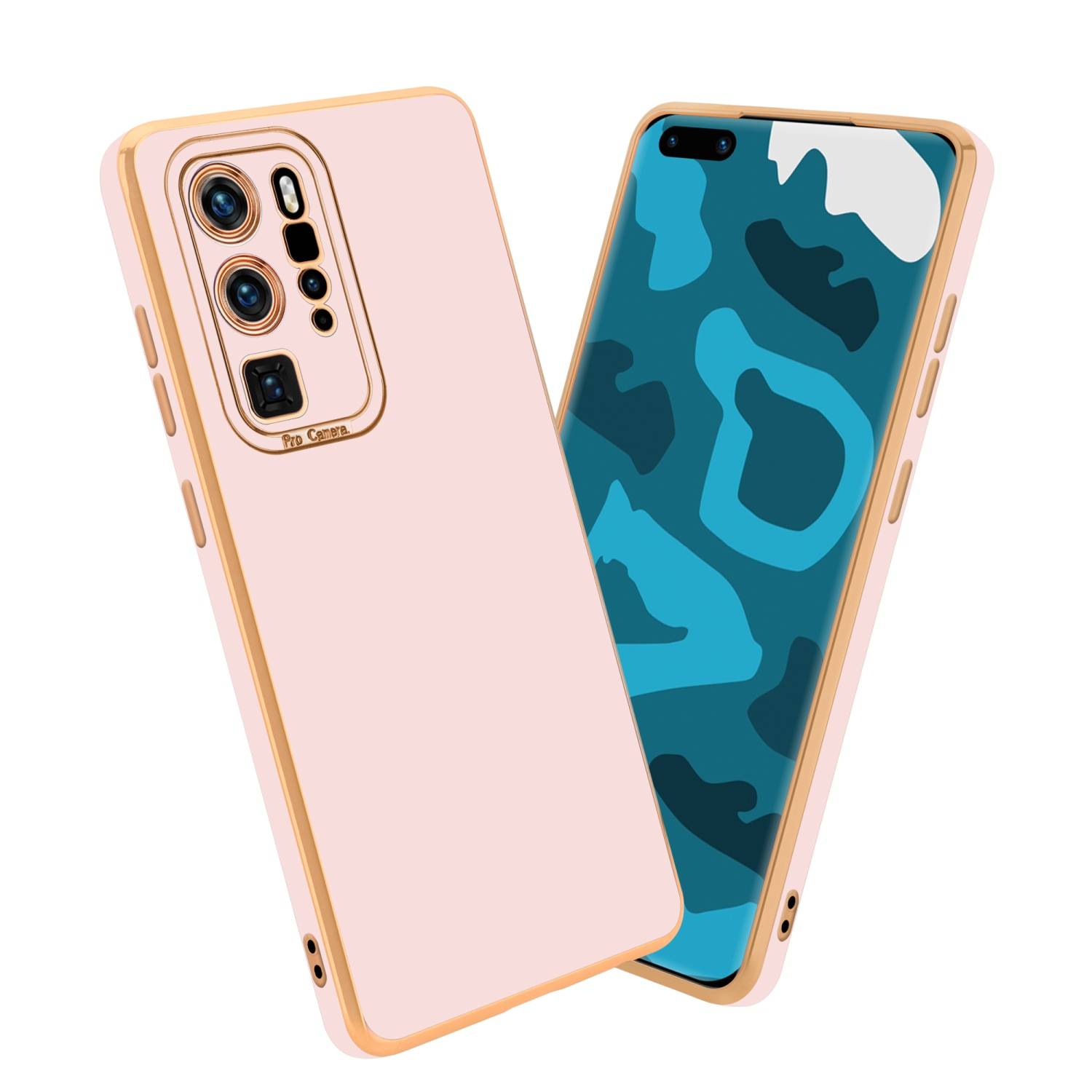 Cadorabo Hülle für Huawei P40 PRO / P40 PRO+ Schutz Hülle in Rosa Etui Handyhülle Cover Case TPU Kameraschutz
