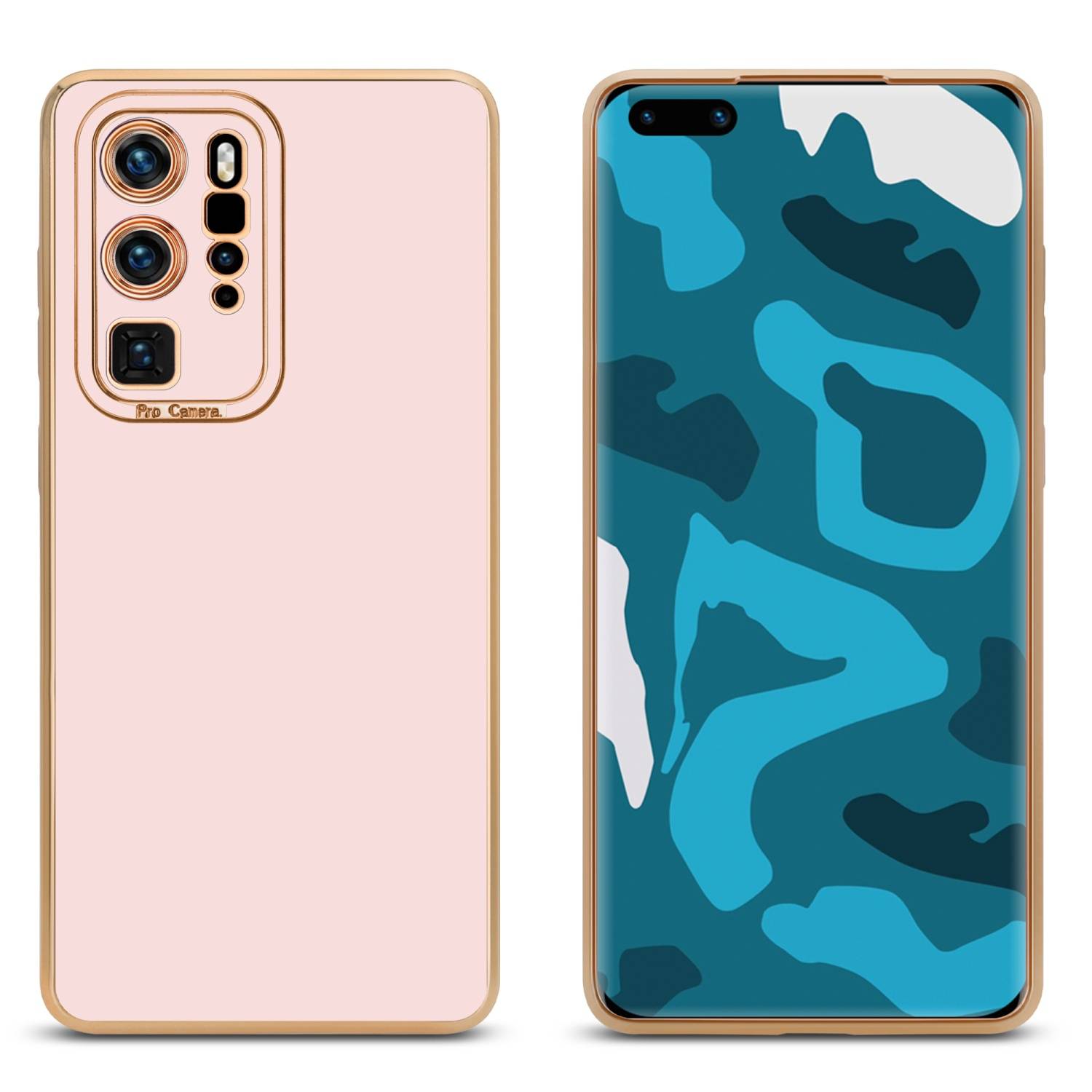 Cadorabo Hülle für Huawei P40 PRO / P40 PRO+ Schutz Hülle in Rosa Etui Handyhülle Cover Case TPU Kameraschutz