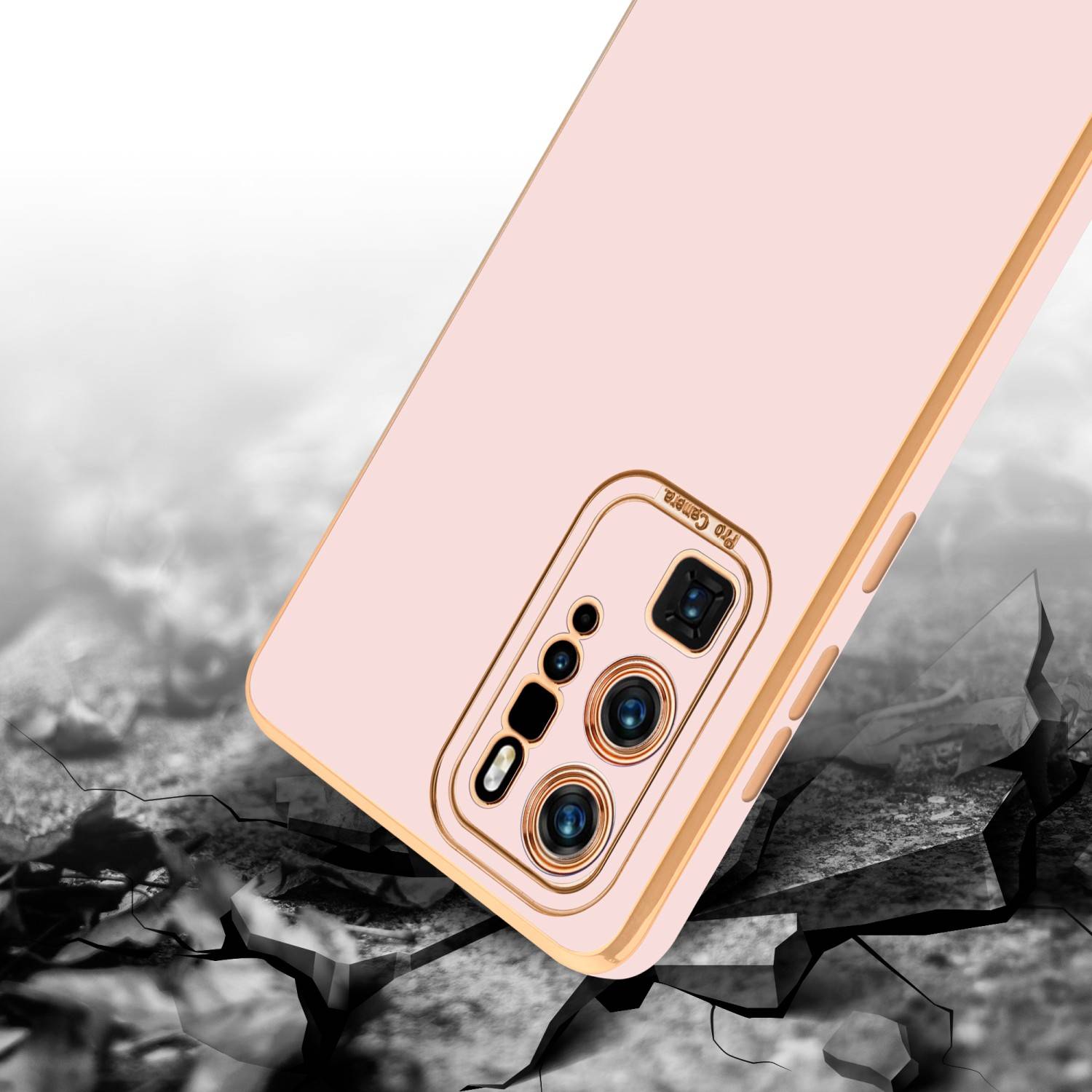 Cadorabo Hülle für Huawei P40 PRO / P40 PRO+ Schutz Hülle in Rosa Etui Handyhülle Cover Case TPU Kameraschutz