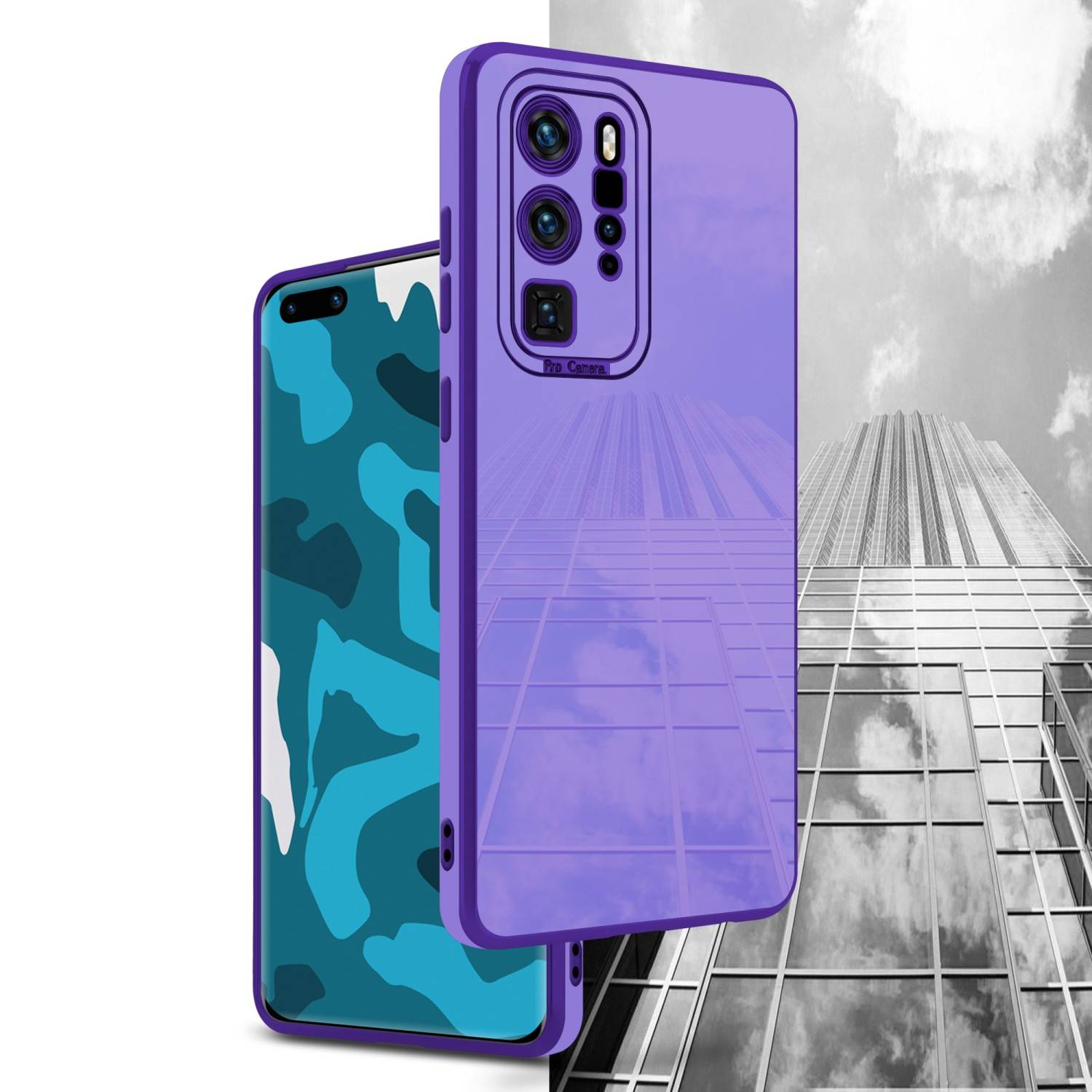 Cadorabo Hülle für Huawei P40 PRO / P40 PRO+ Schutz Hülle in Lila Etui Handyhülle Cover Case TPU Kameraschutz