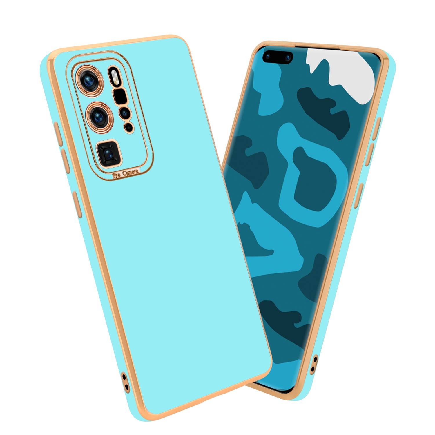 Cadorabo Hülle für Huawei P40 PRO / P40 PRO+ Schutz Hülle in Türkis Etui Handyhülle Cover Case TPU Kameraschutz