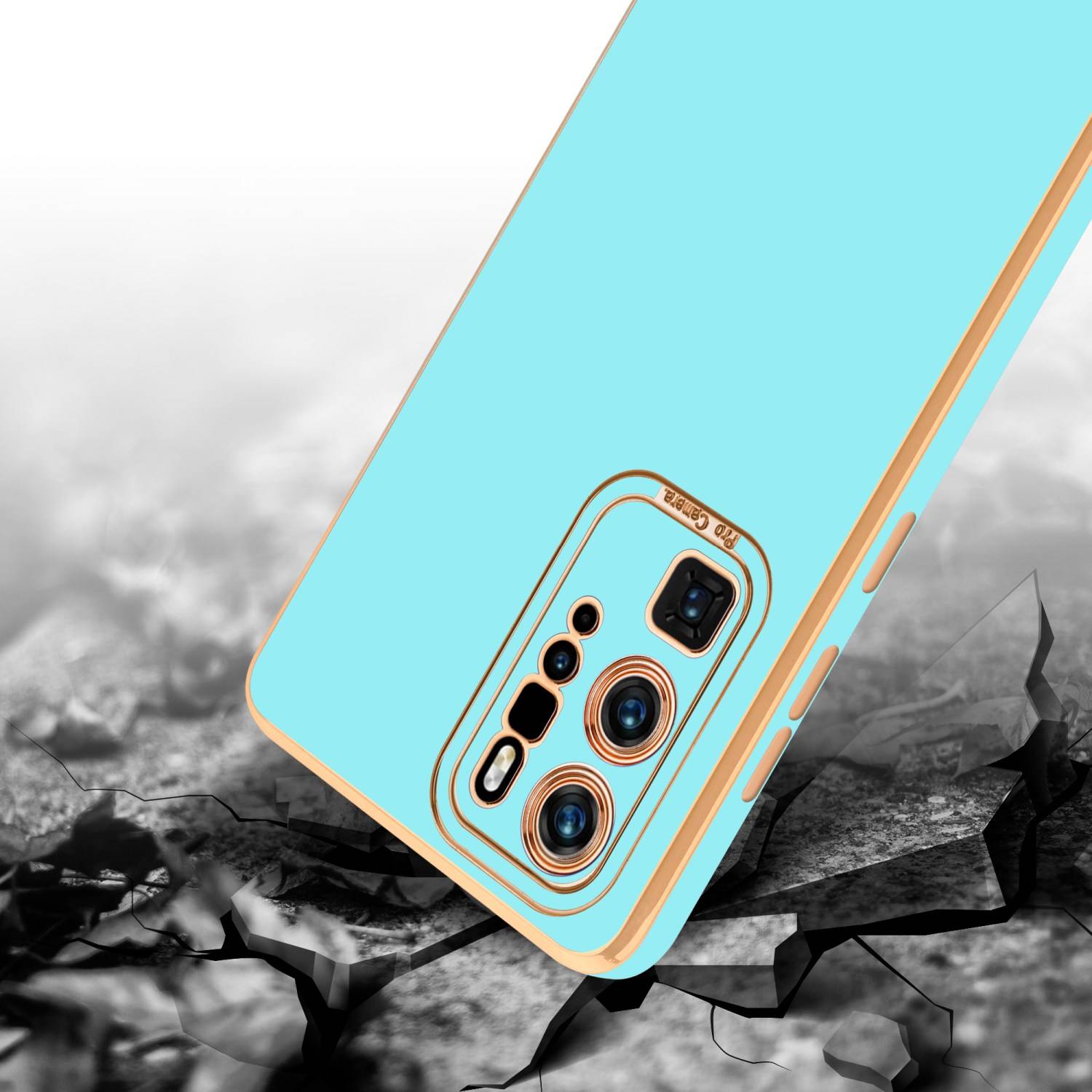 Cadorabo Hülle für Huawei P40 PRO / P40 PRO+ Schutz Hülle in Türkis Etui Handyhülle Cover Case TPU Kameraschutz