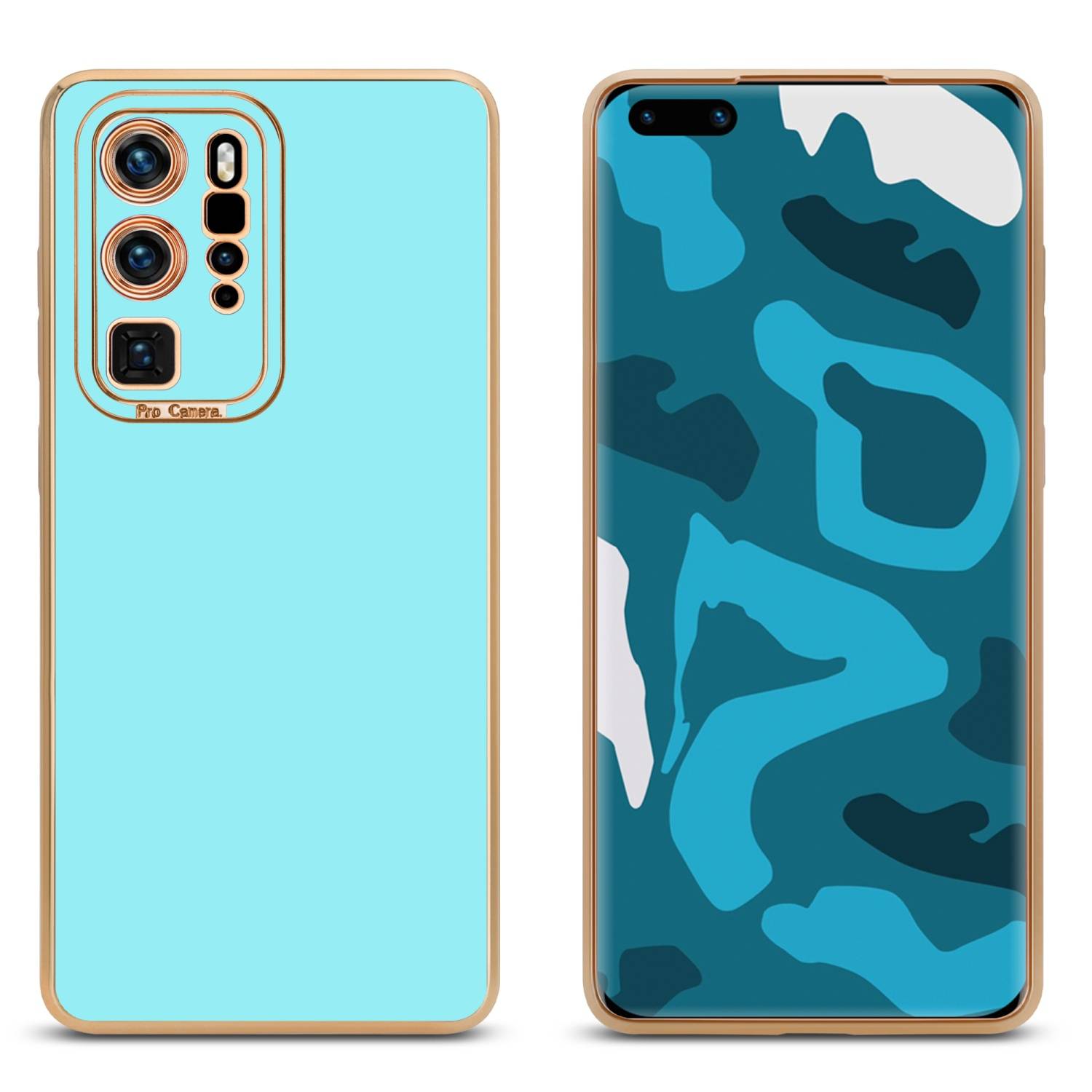 Cadorabo Hülle für Huawei P40 PRO / P40 PRO+ Schutz Hülle in Türkis Etui Handyhülle Cover Case TPU Kameraschutz