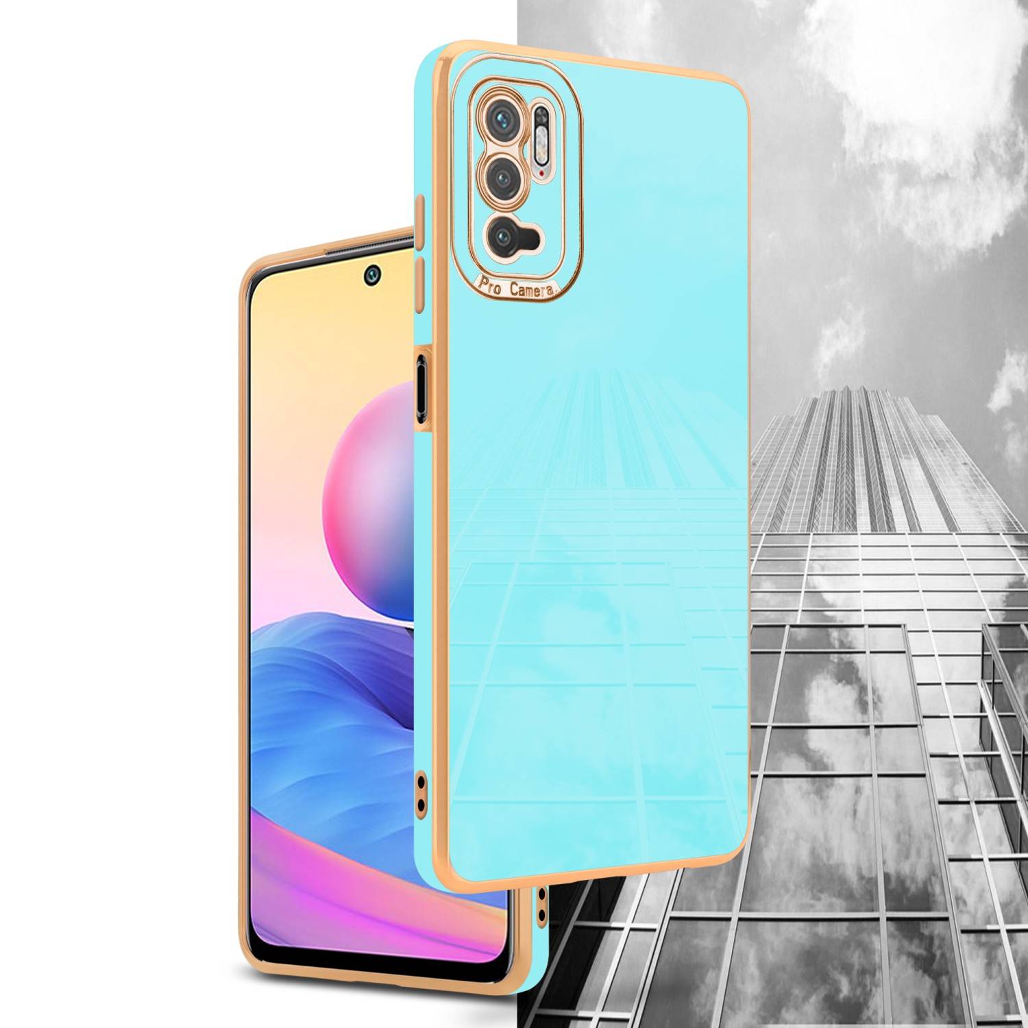 Cadorabo Hülle für Xiaomi RedMi NOTE 10 5G / POCO M3 PRO 5G Schutz Hülle in Türkis Etui Handyhülle Cover Case TPU