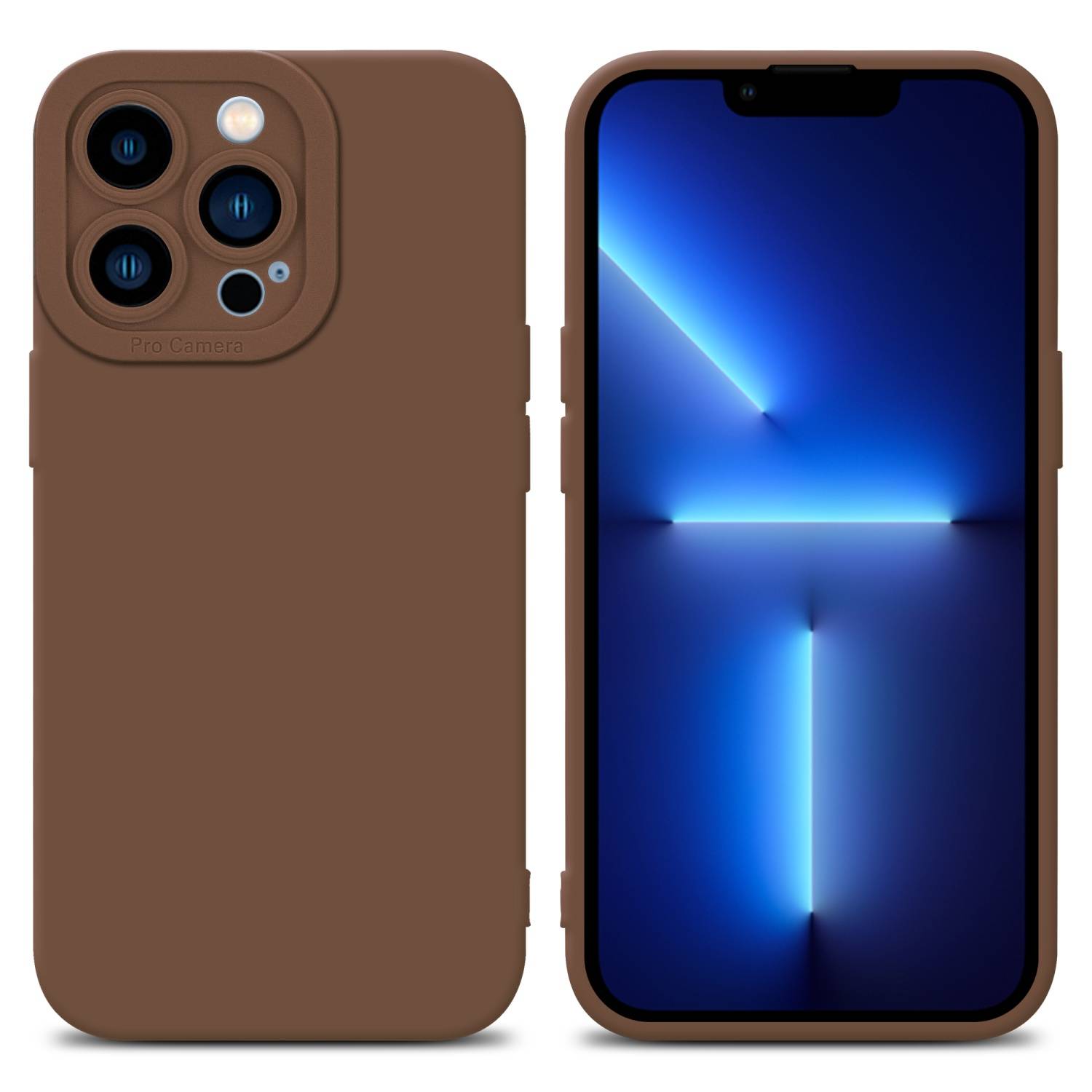 Cadorabo Hülle für Apple iPhone 13 PRO Schutz Hülle in Braun TPU Silikon Etui Case Handyhülle