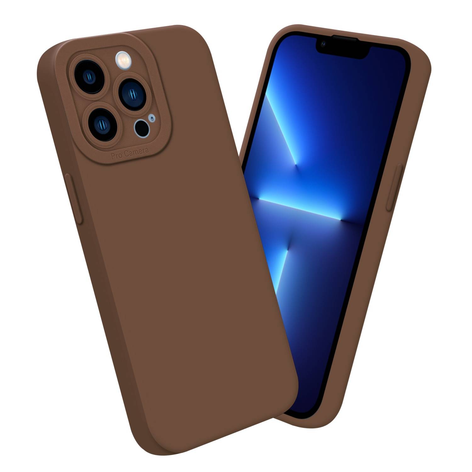 Cadorabo Hülle für Apple iPhone 13 PRO Schutz Hülle in Braun TPU Silikon Etui Case Handyhülle