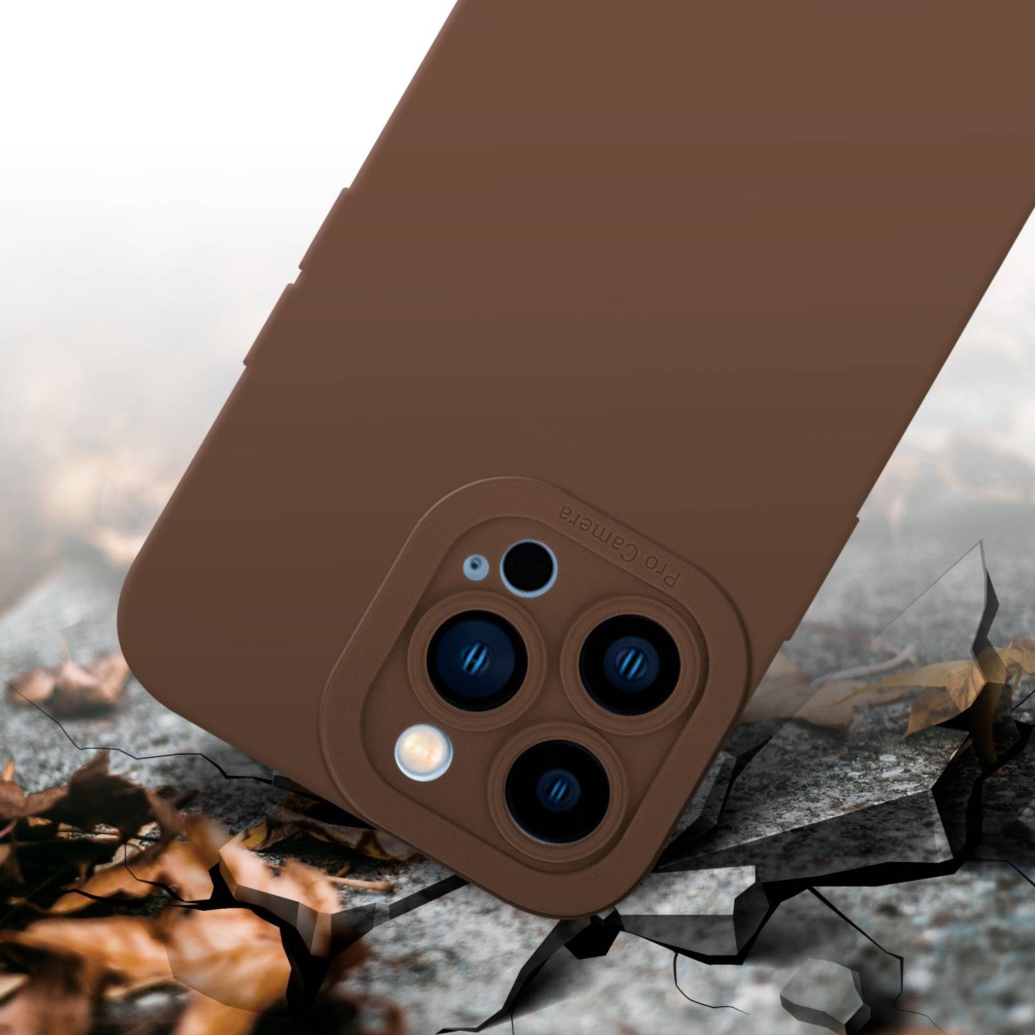 Cadorabo Hülle für Apple iPhone 13 PRO Schutz Hülle in Braun TPU Silikon Etui Case Handyhülle