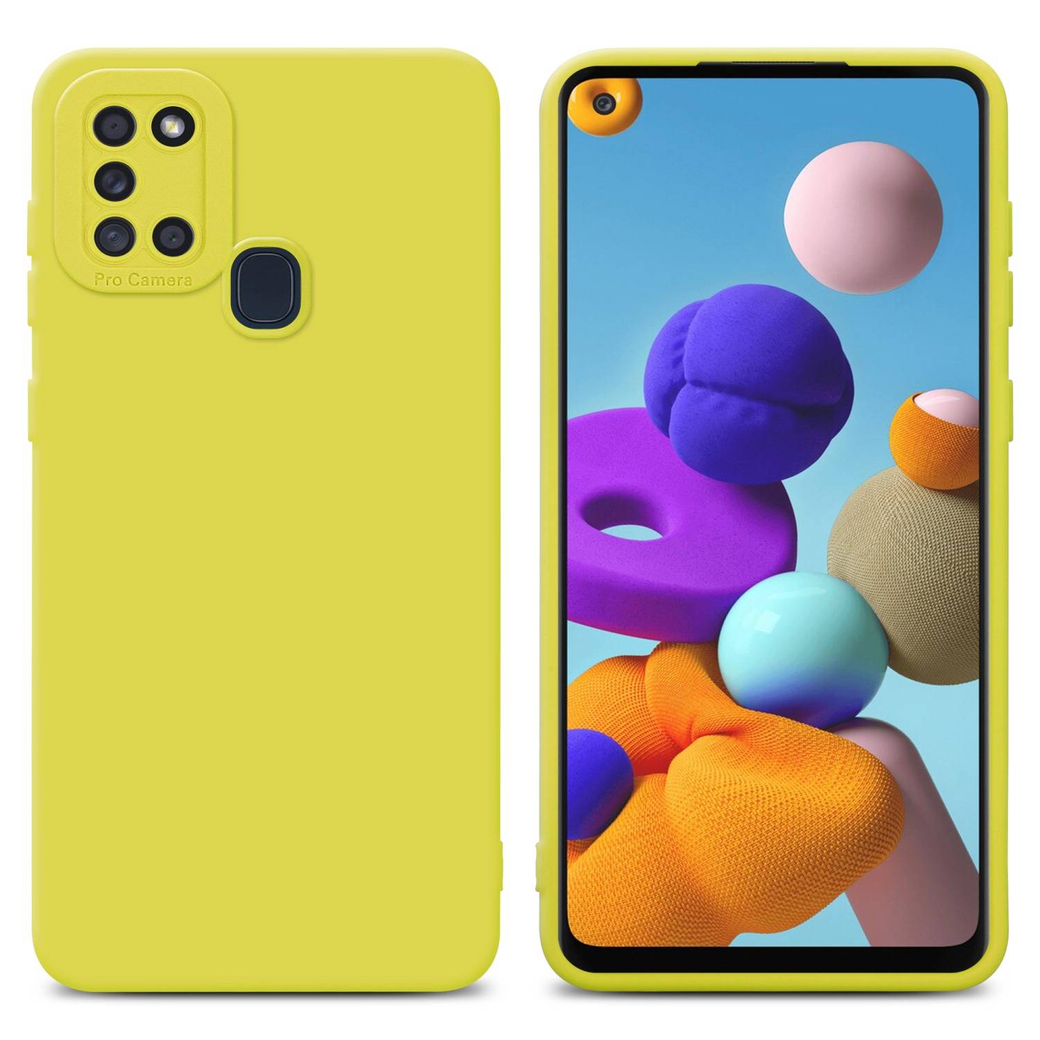 Cadorabo Hülle für Samsung Galaxy A21s Schutz Hülle in Gelb TPU Silikon Etui Case Handyhülle