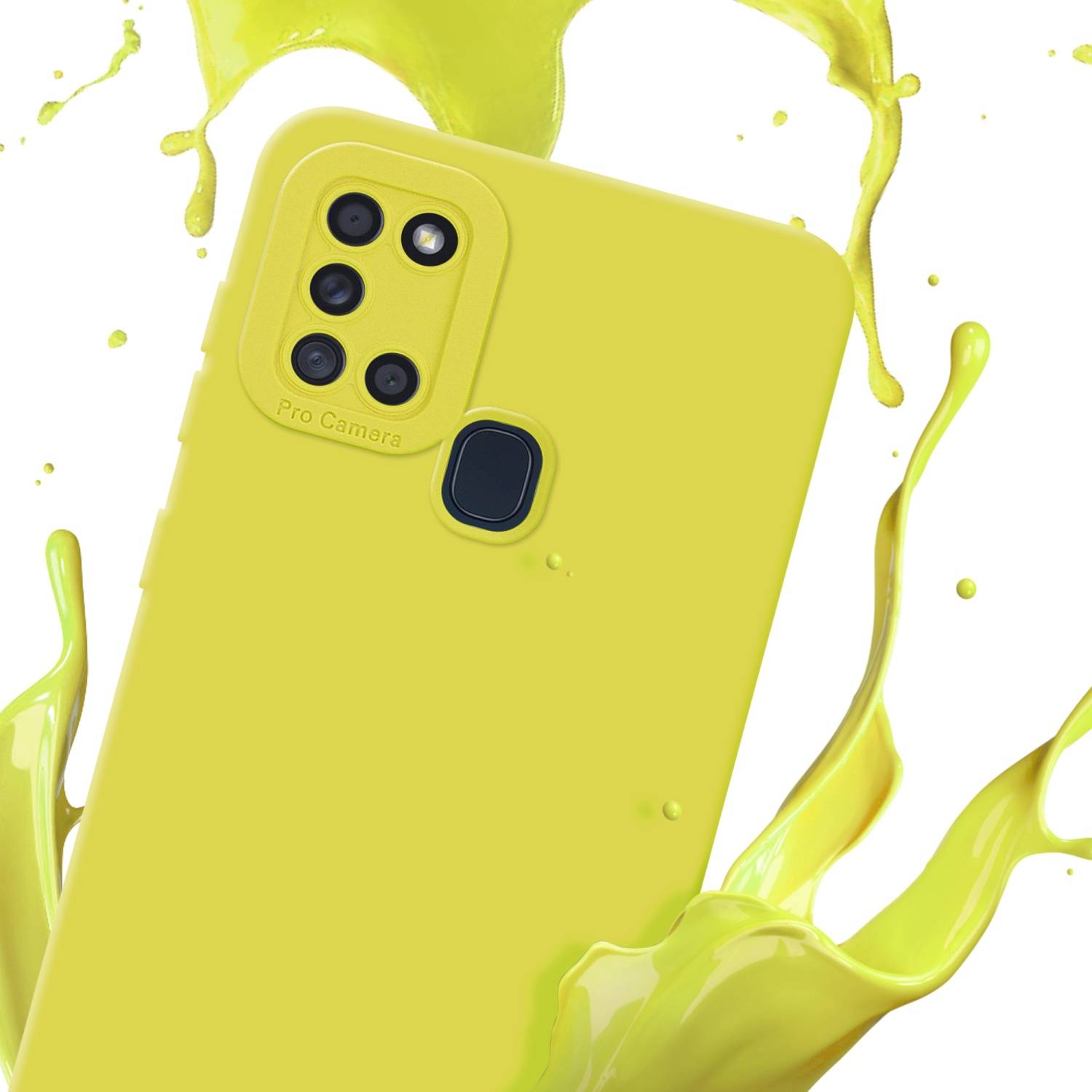 Cadorabo Hülle für Samsung Galaxy A21s Schutz Hülle in Gelb TPU Silikon Etui Case Handyhülle