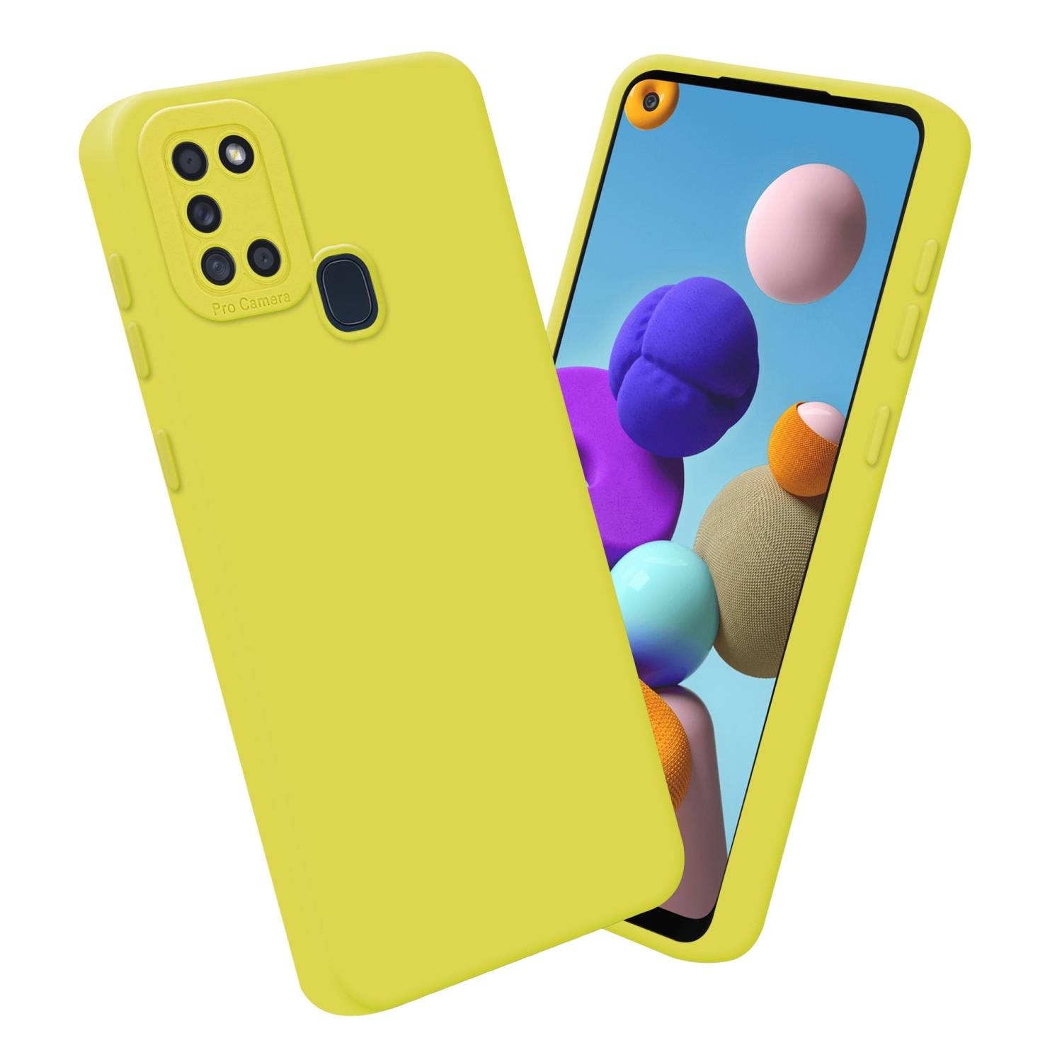 Cadorabo Hülle für Samsung Galaxy A21s Schutz Hülle in Gelb TPU Silikon Etui Case Handyhülle