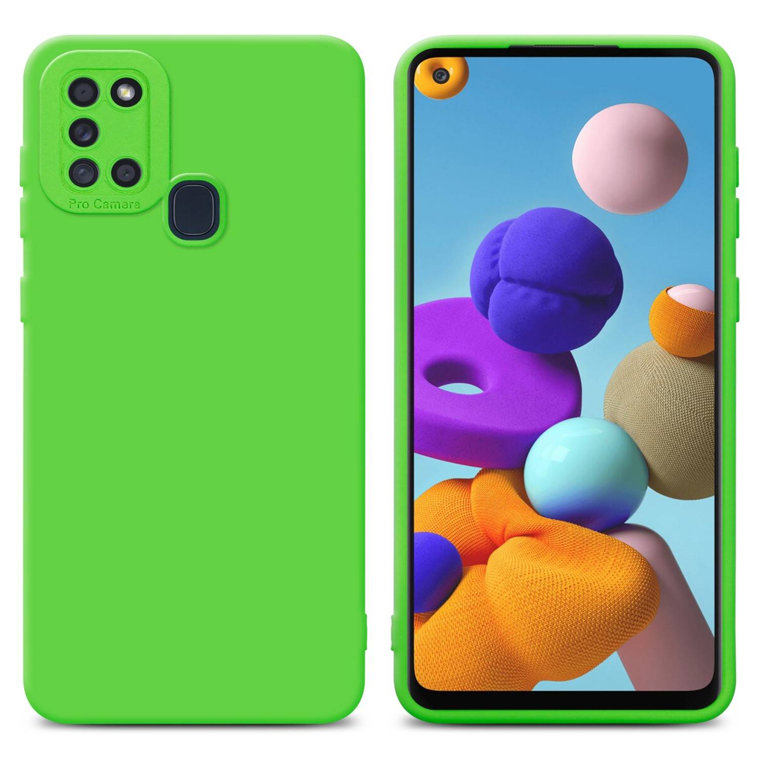 Cadorabo Hülle für Samsung Galaxy A21s Schutz Hülle in Grün TPU Silikon Etui Case Handyhülle