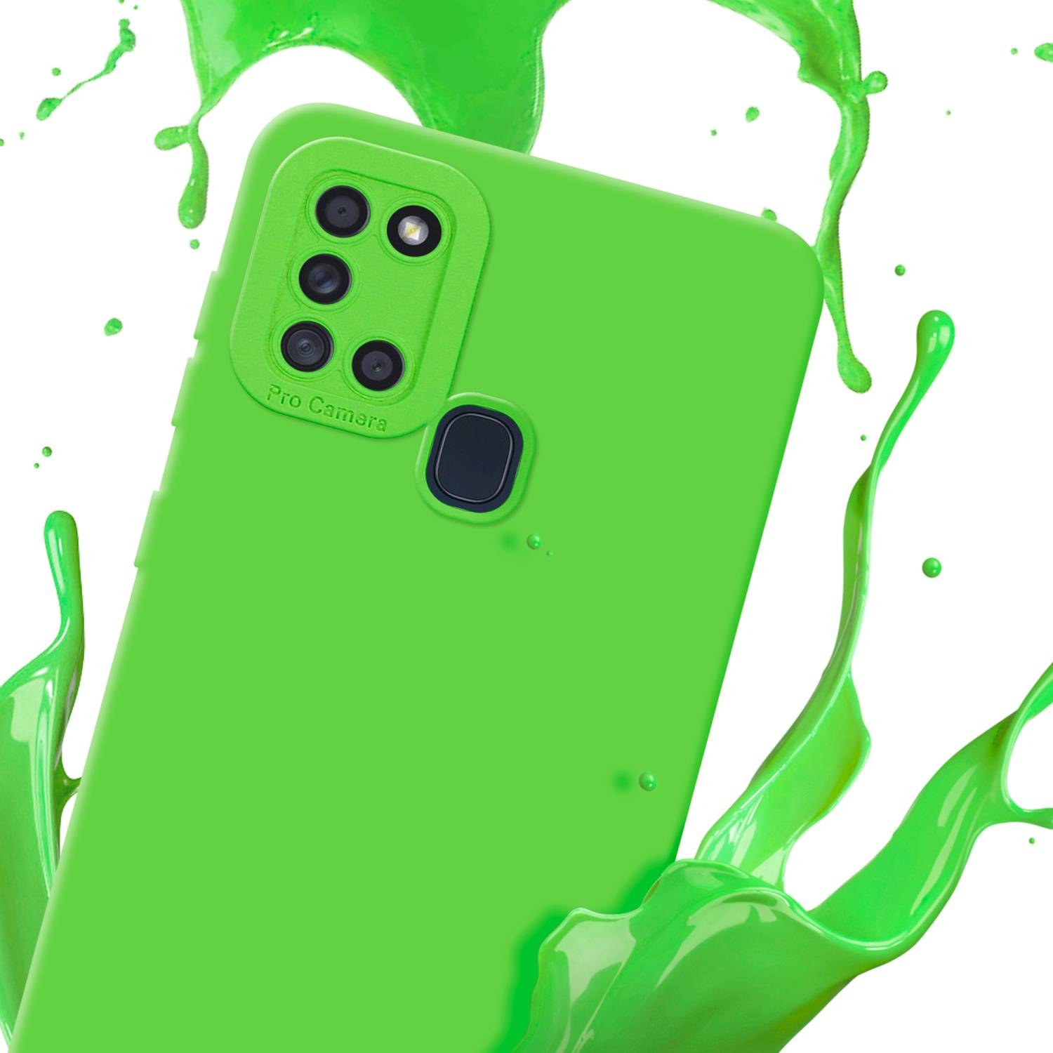 Cadorabo Hülle für Samsung Galaxy A21s Schutz Hülle in Grün TPU Silikon Etui Case Handyhülle