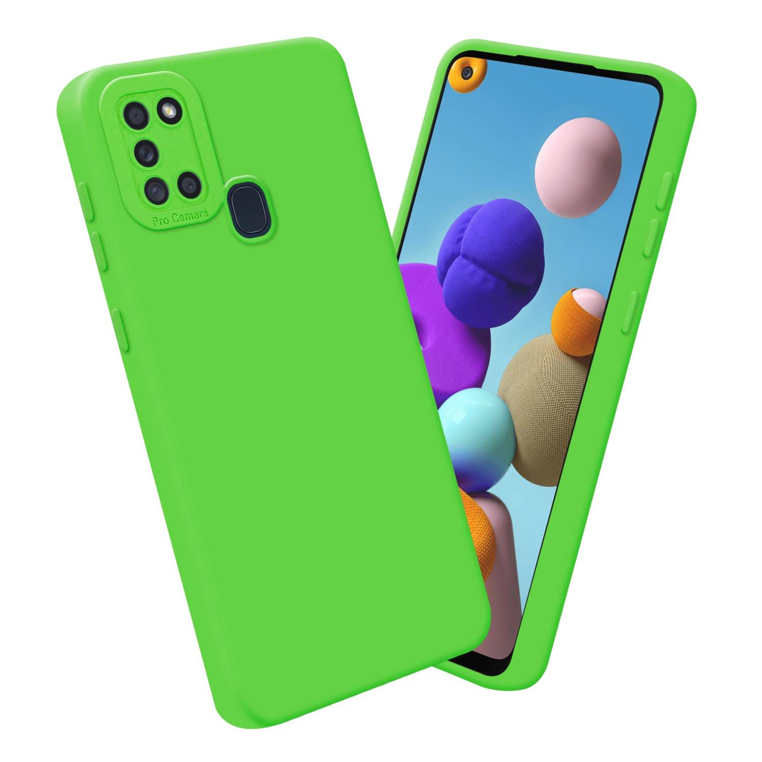 Cadorabo Hülle für Samsung Galaxy A21s Schutz Hülle in Grün TPU Silikon Etui Case Handyhülle