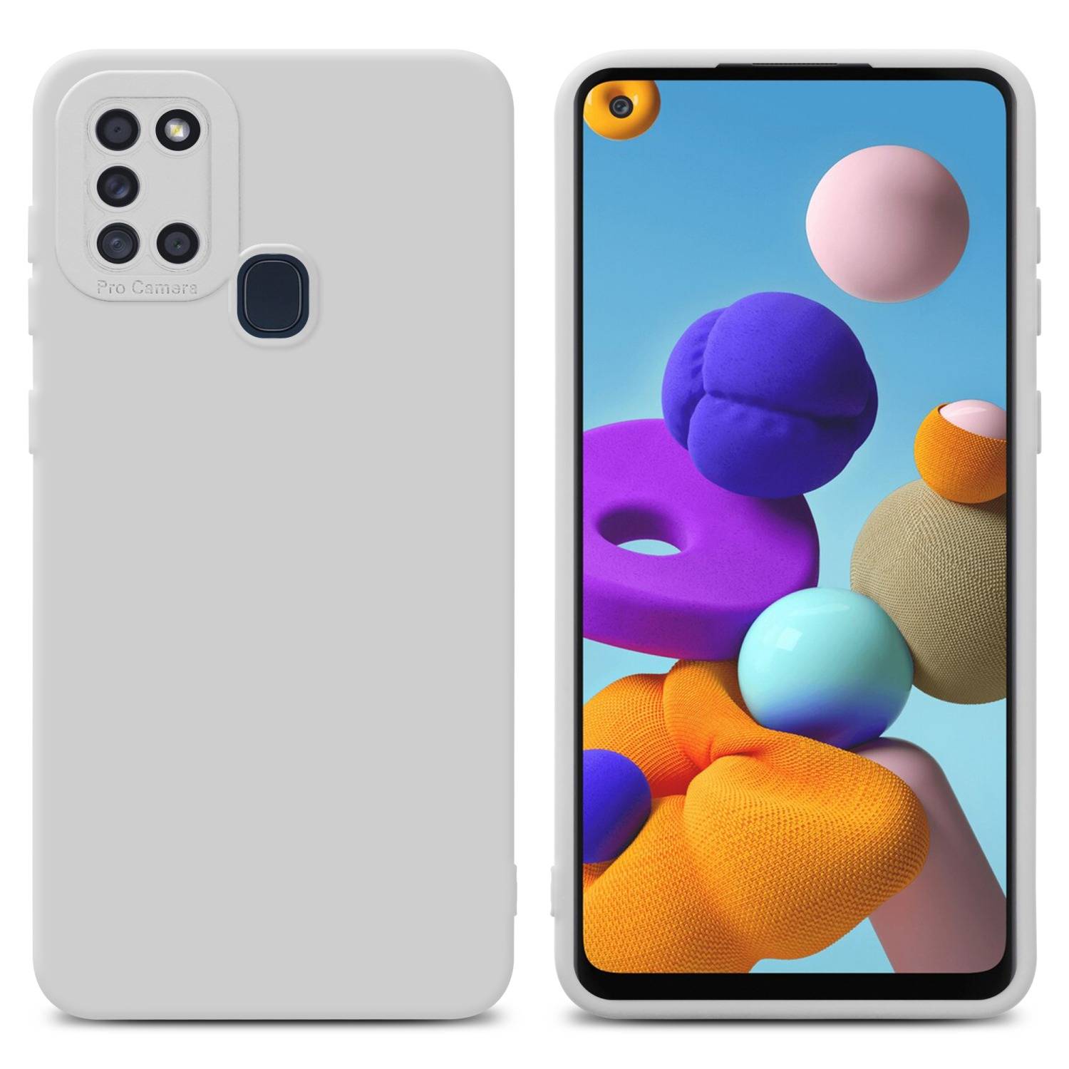 Cadorabo Hülle für Samsung Galaxy A21s Schutz Hülle in Weiß TPU Silikon Etui Case Handyhülle