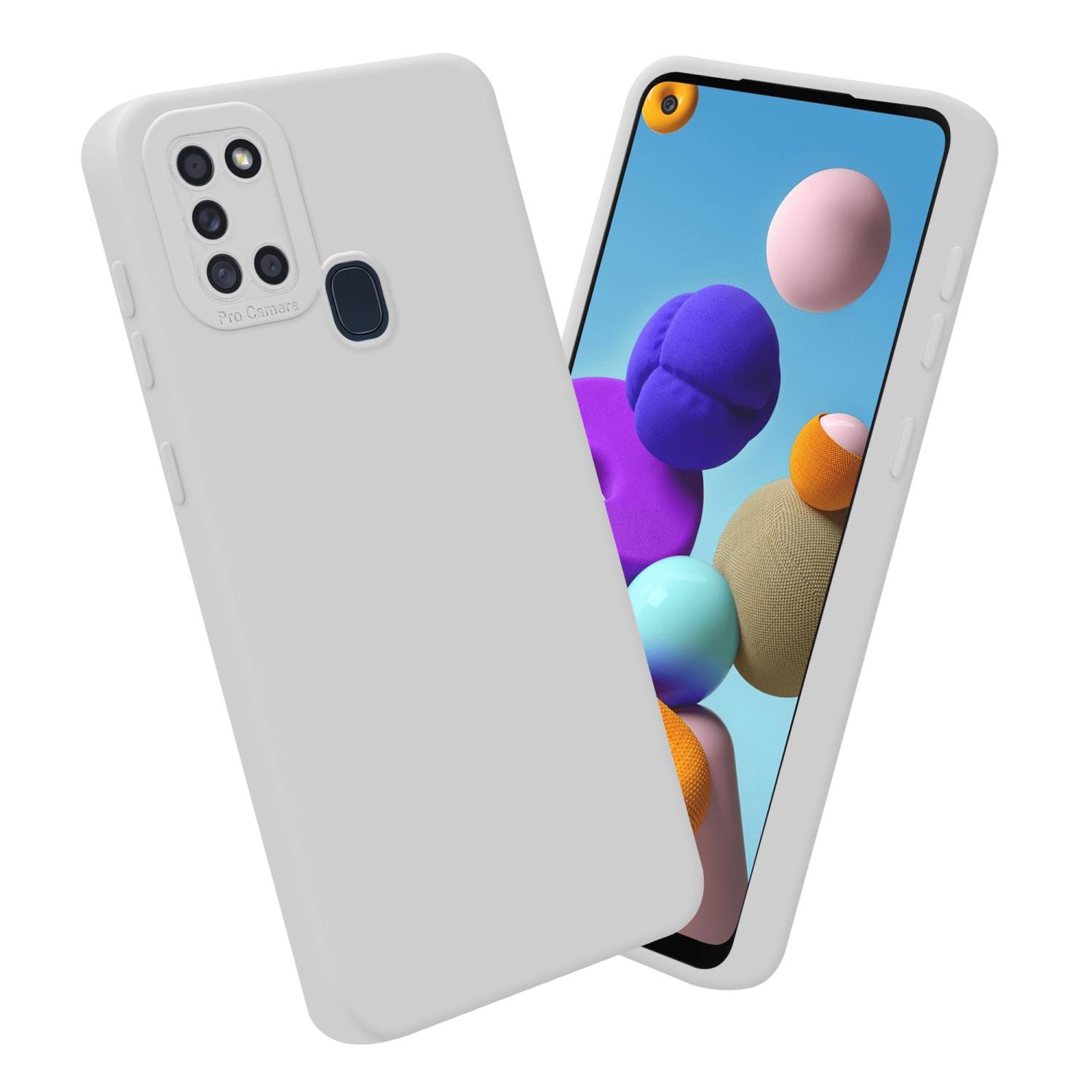 Cadorabo Hülle für Samsung Galaxy A21s Schutz Hülle in Weiß TPU Silikon Etui Case Handyhülle